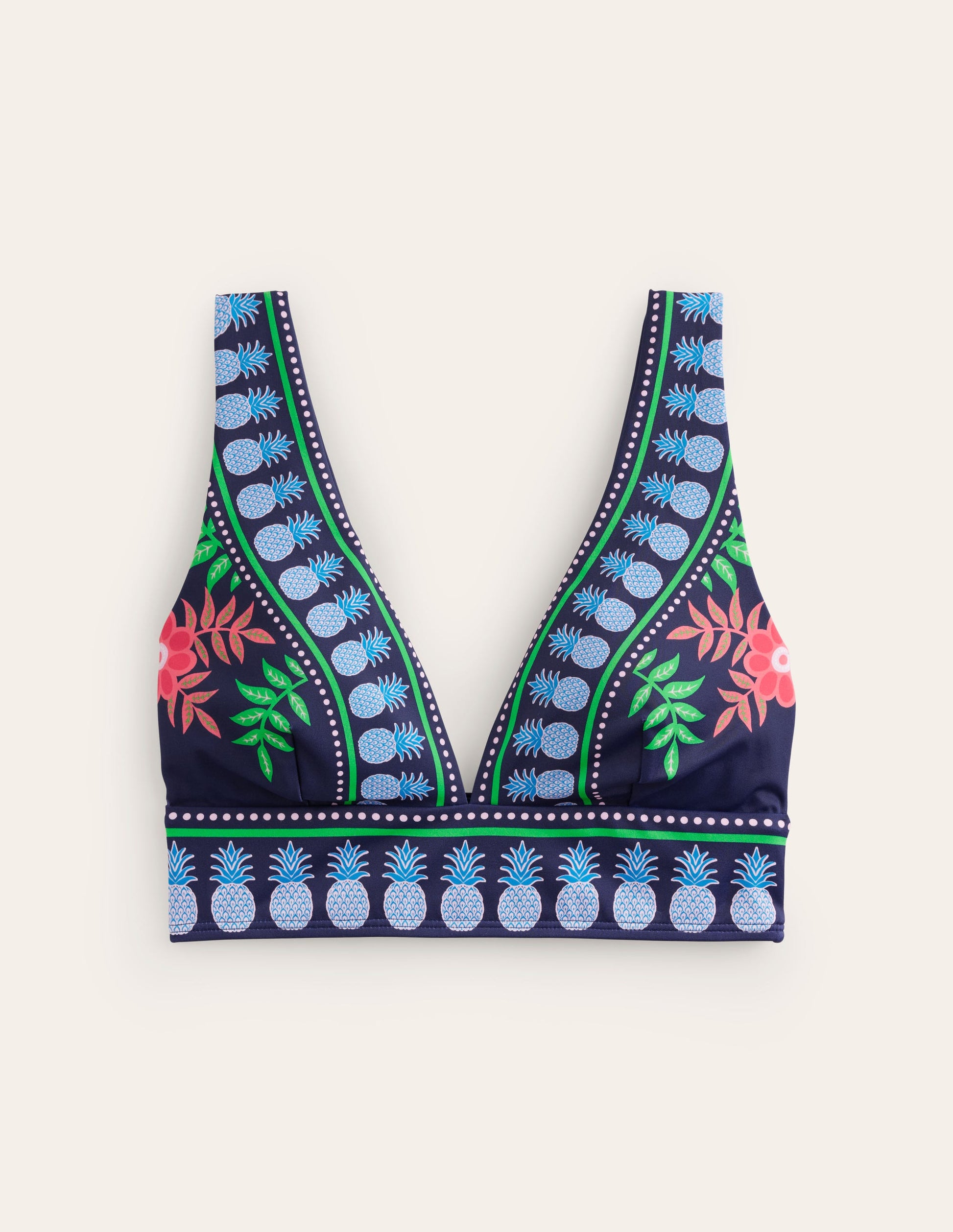 Porto V-neck Bikini Top-French Navy Tropic-5