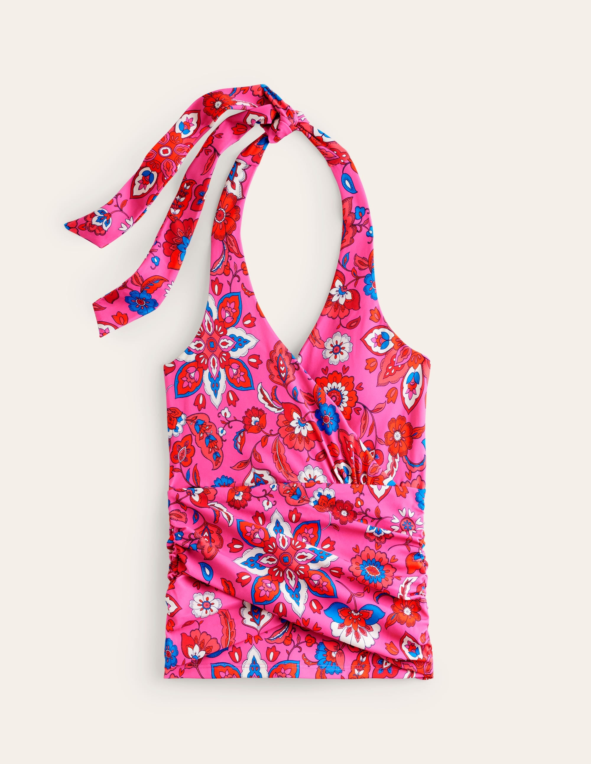 Levanzo Halter Tankini Top-Pink, Botanical Wave - Image 5