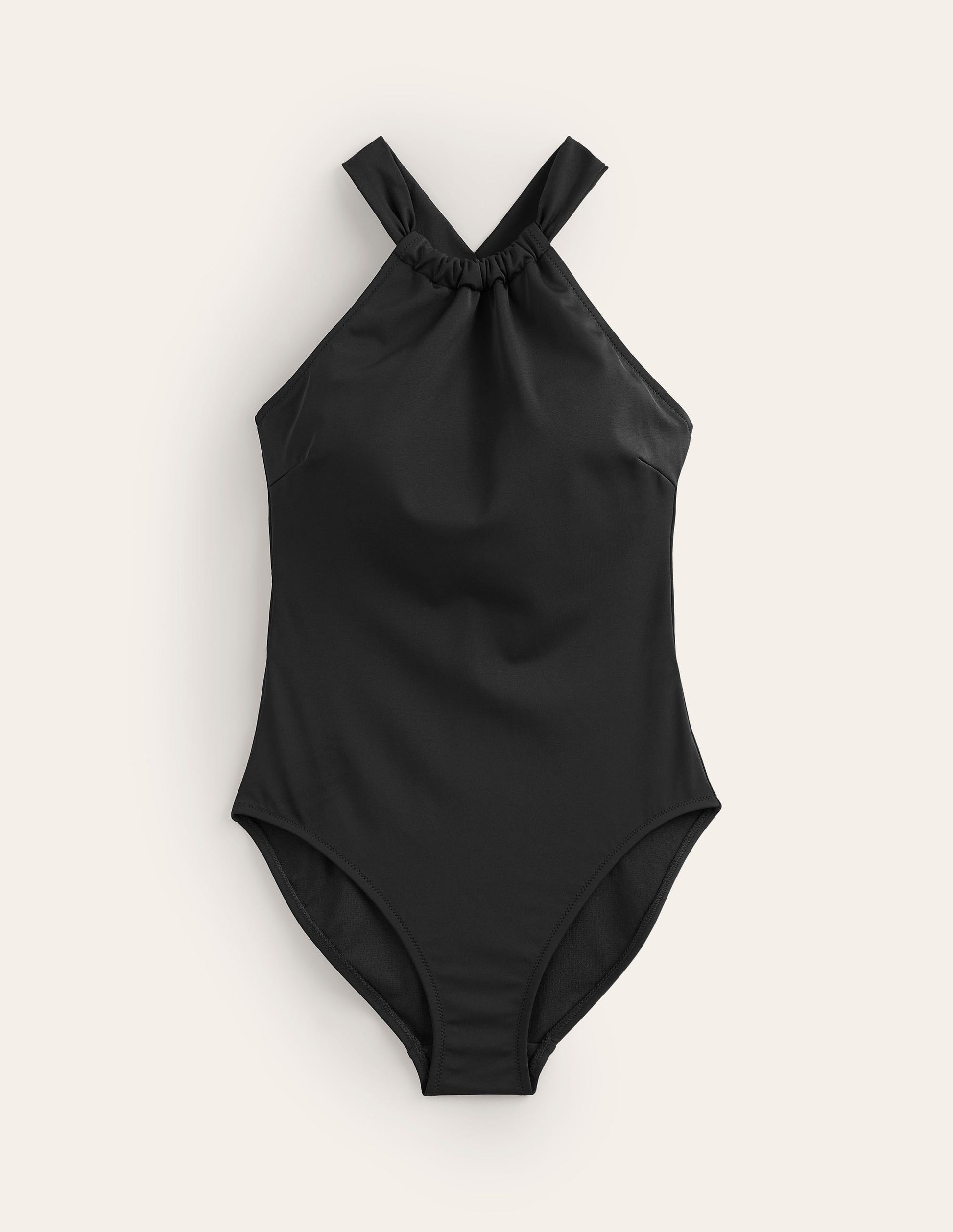 Gather Cross-back Swimsuit-Black-5