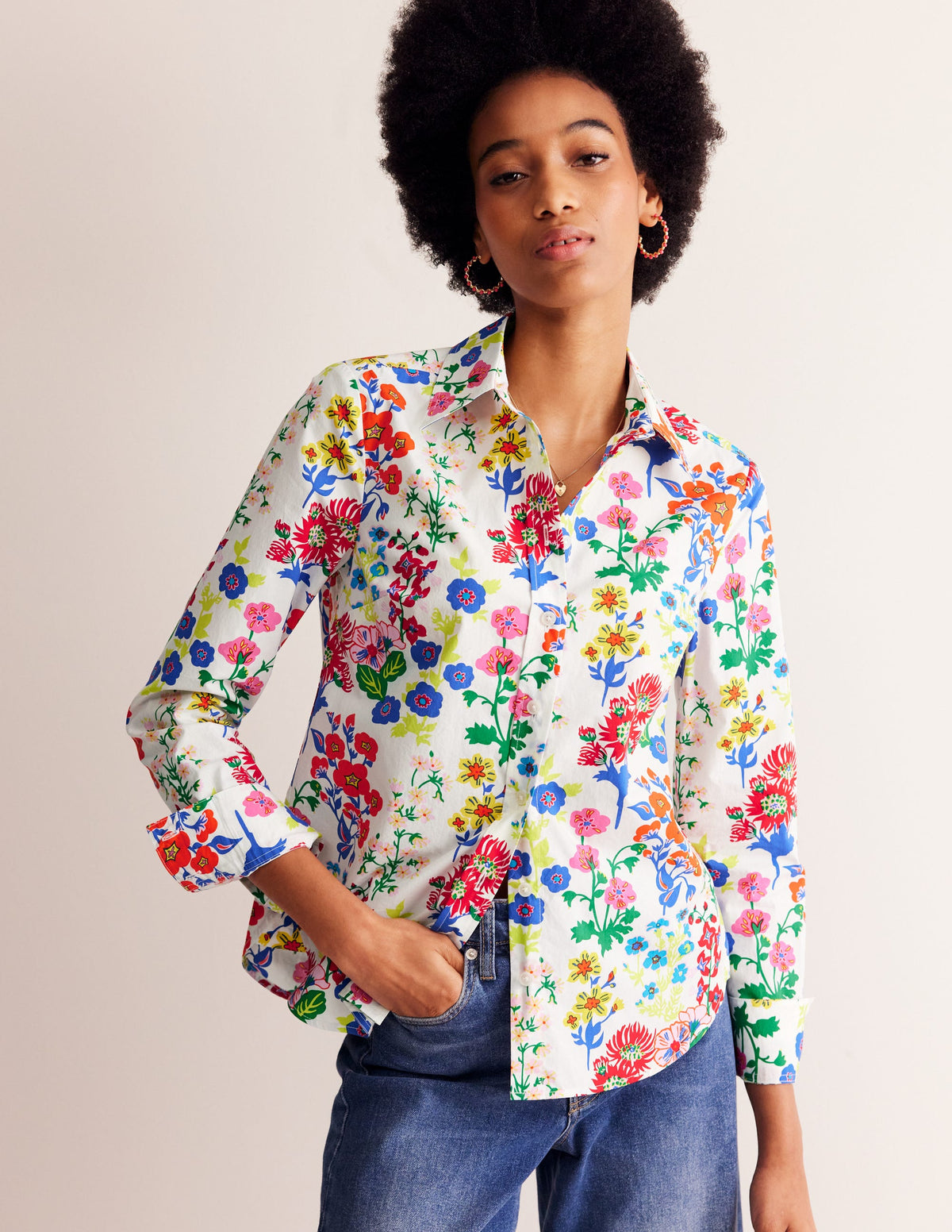 Sienna Cotton Shirt-Multi, Wildflower Cluster-1