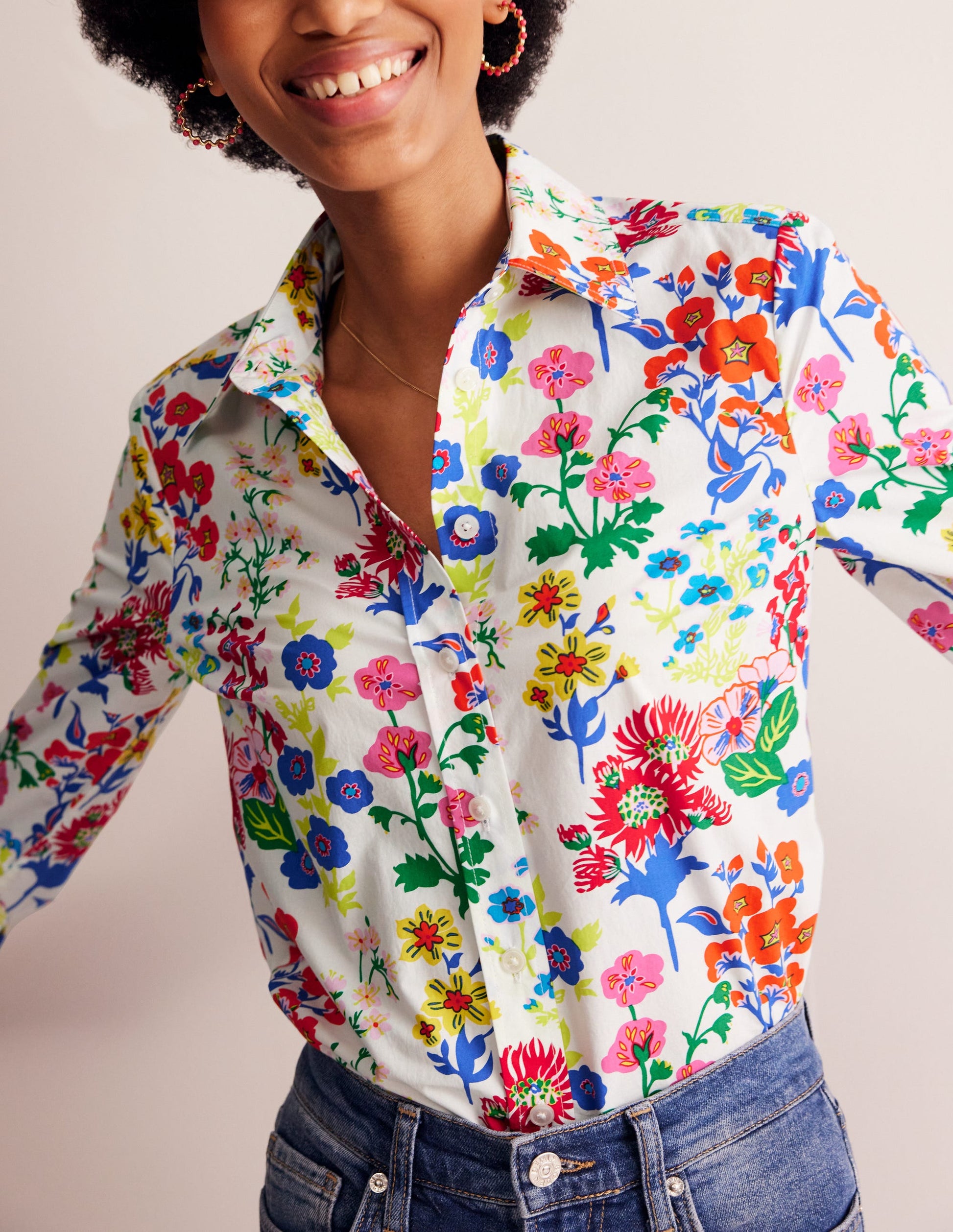 Sienna Cotton Shirt-Multi, Wildflower Cluster-2