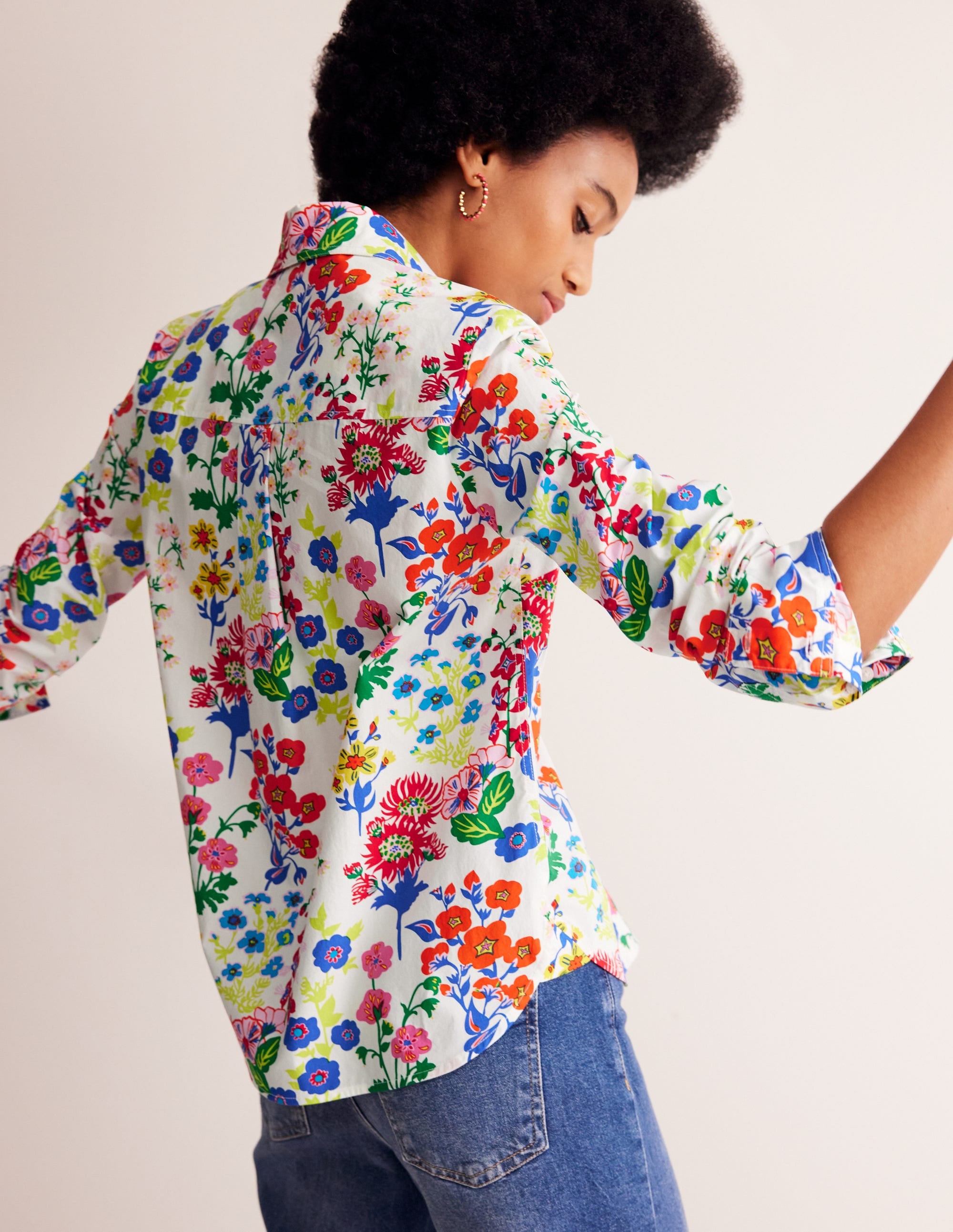 Sienna Cotton Shirt-Multi, Wildflower Cluster - Image 3