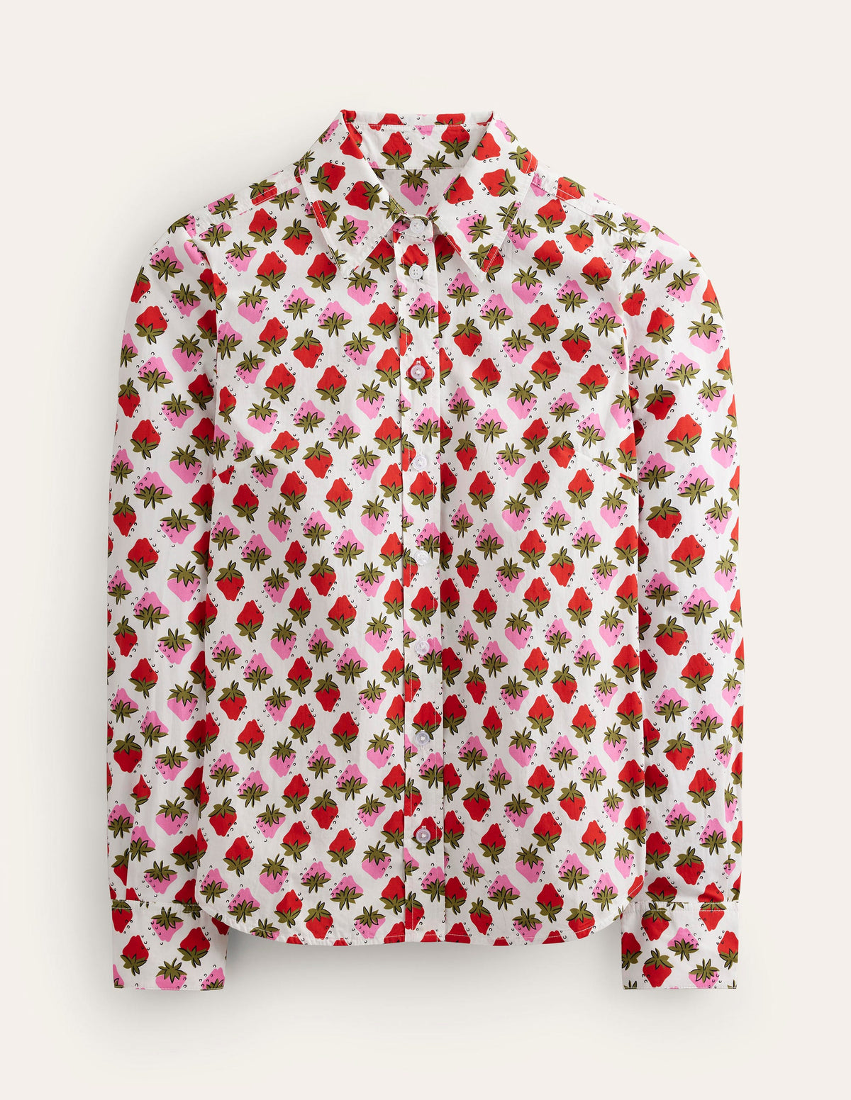 Sienna Cotton Shirt-Ivory, Strawberry Pop - Image 5