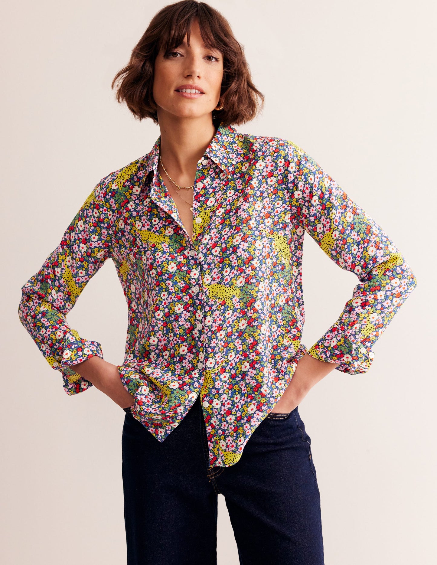 Sienna Silk Shirt-Multi, Leopard Bud