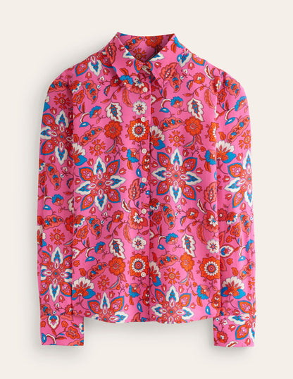 Sienna Silk Shirt-Pink, Botanical Wave-6