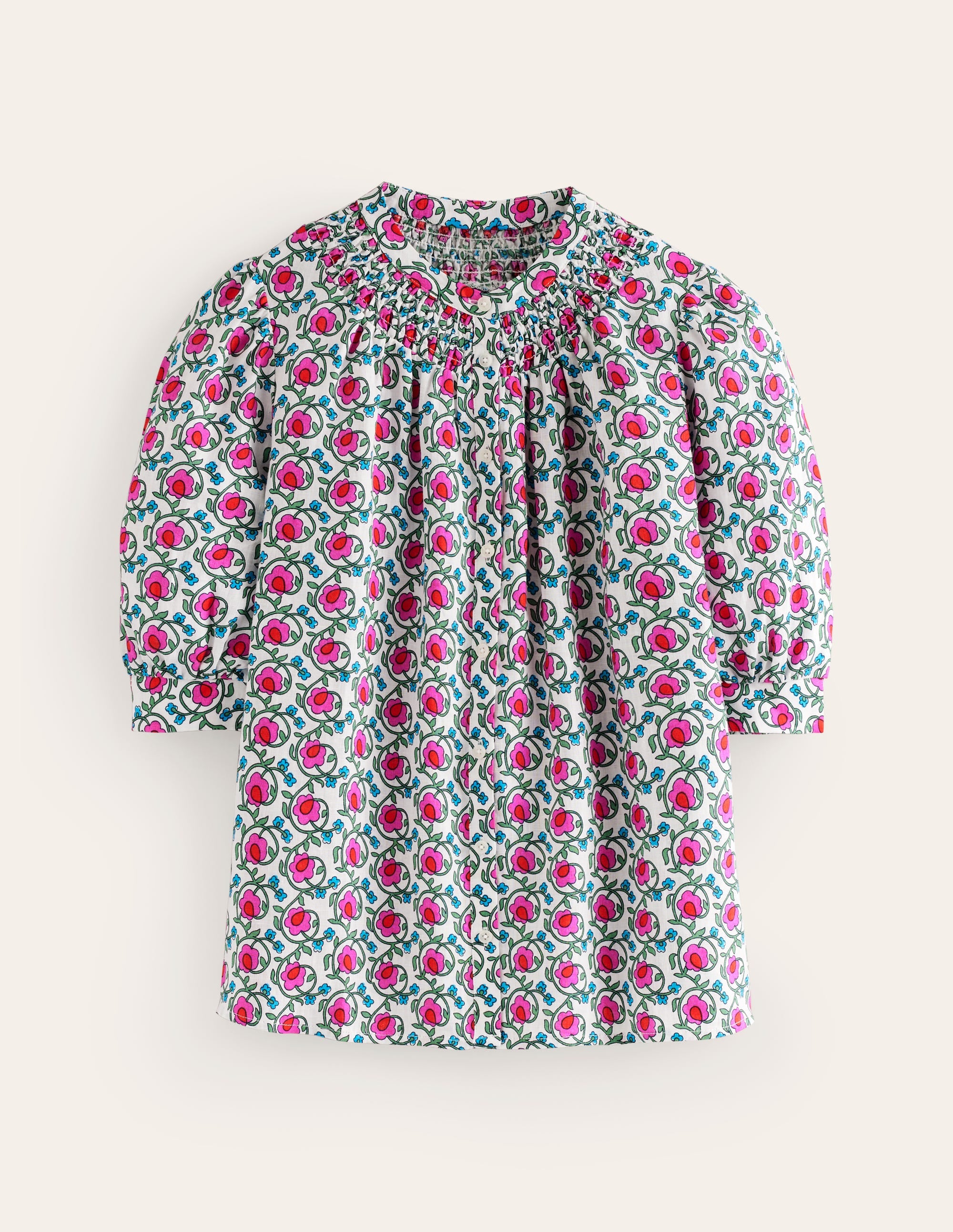 Ada Linen Top-Pop Pansy, Foliage Terrace - Image 5