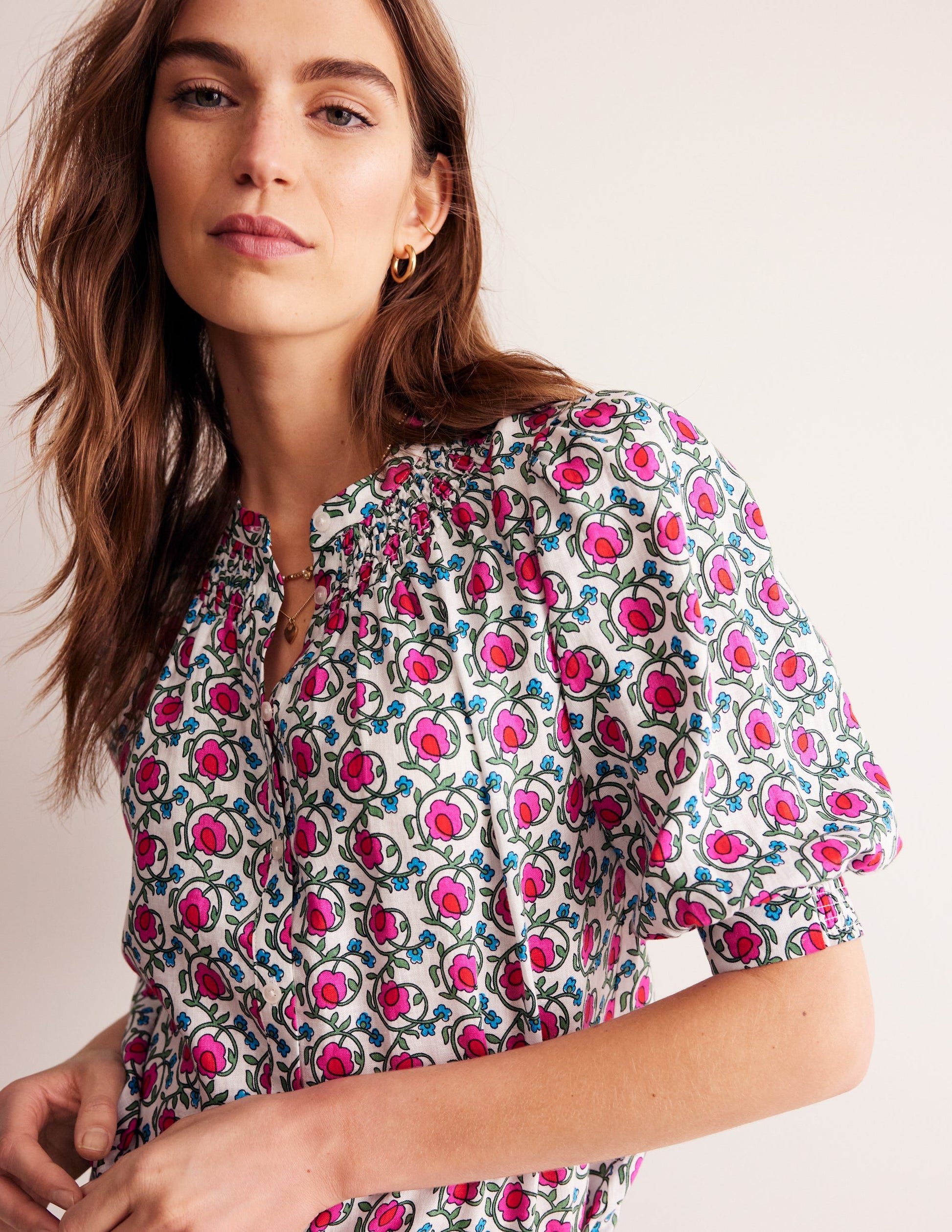 Ada Linen Top-Pop Pansy, Foliage Terrace-2