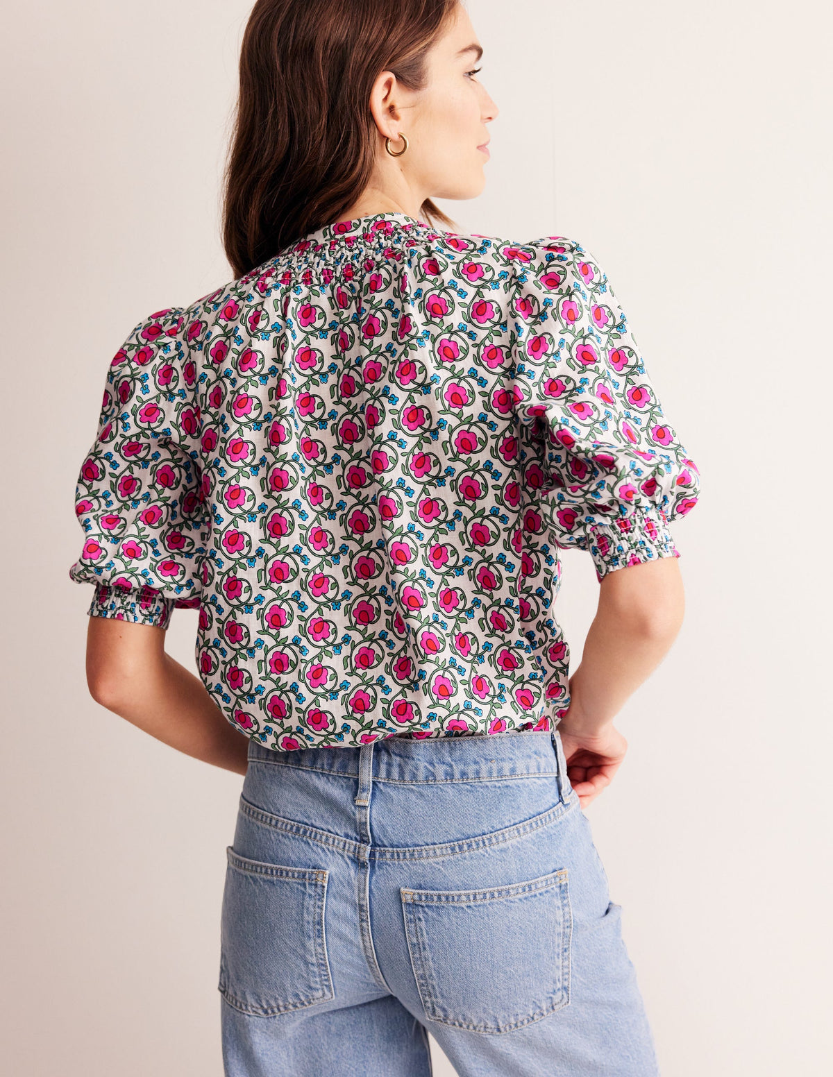 Ada Linen Top-Pop Pansy, Foliage Terrace - Image 3