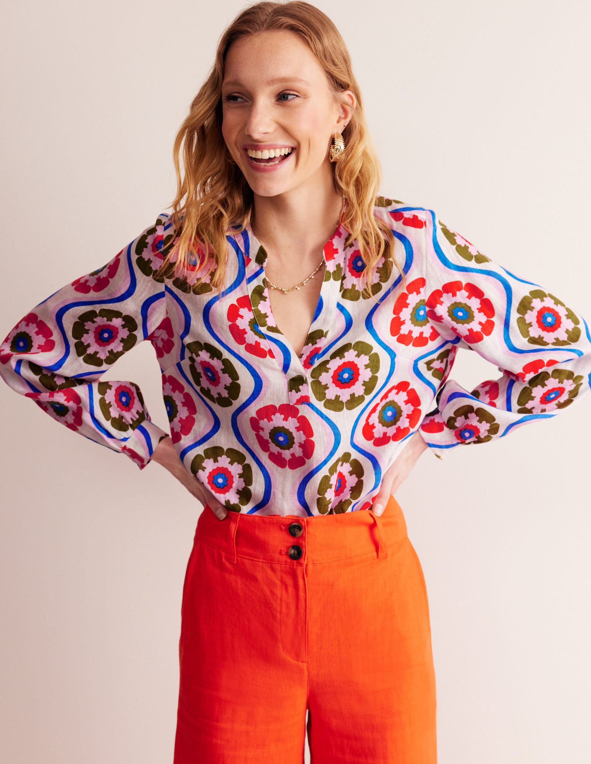 Alice Linen Top-Multi, Geo Floret-1