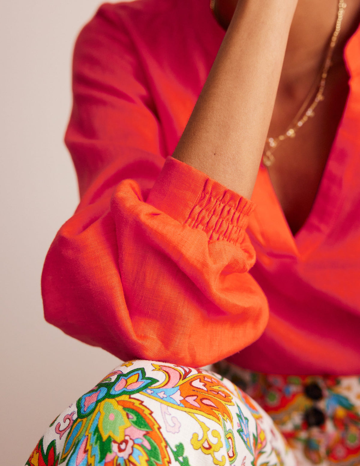 Alice Linen Top-Mandarin Orange - Image 2