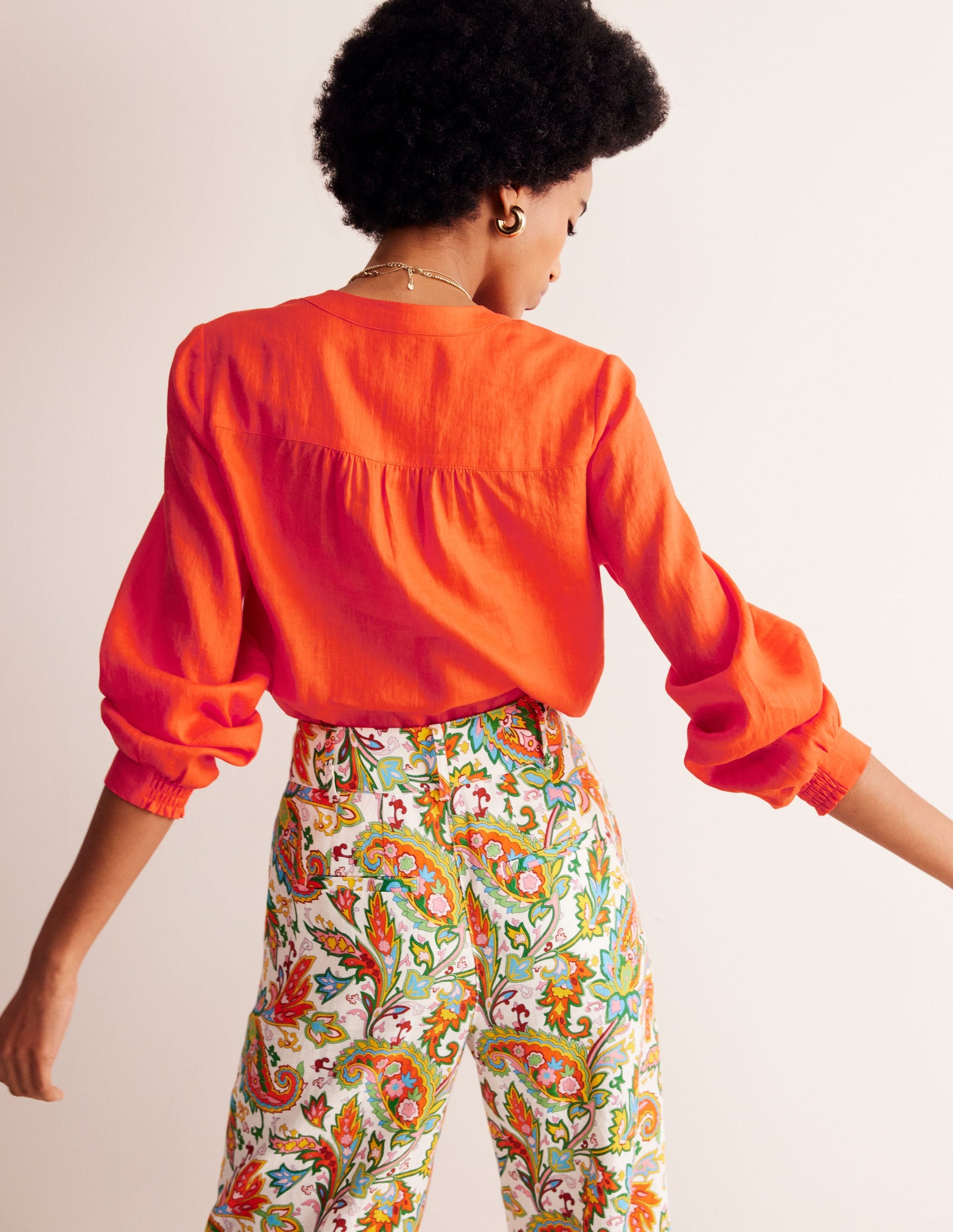 Alice Linen Top-Mandarin Orange-3