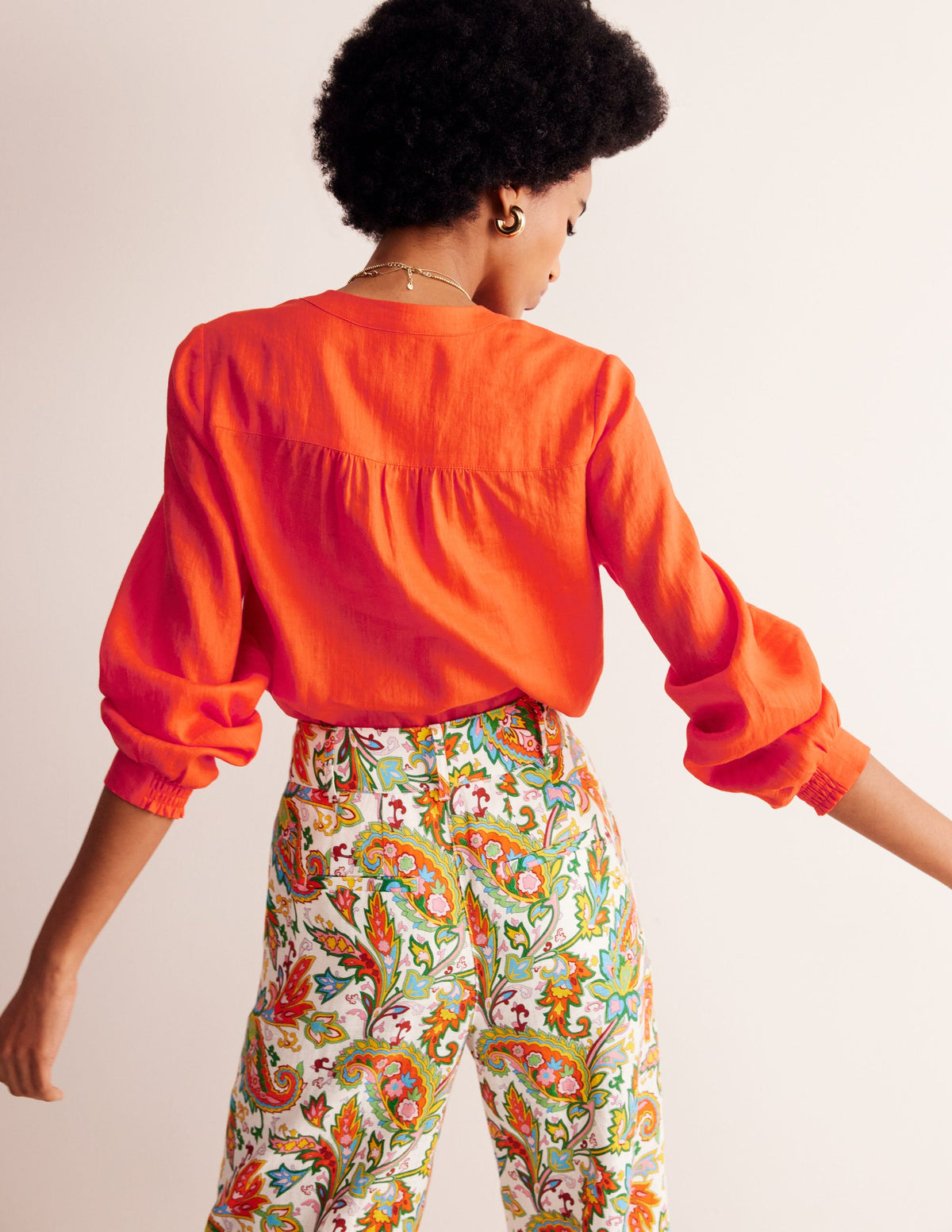 Alice Linen Top-Mandarin Orange - Image 3