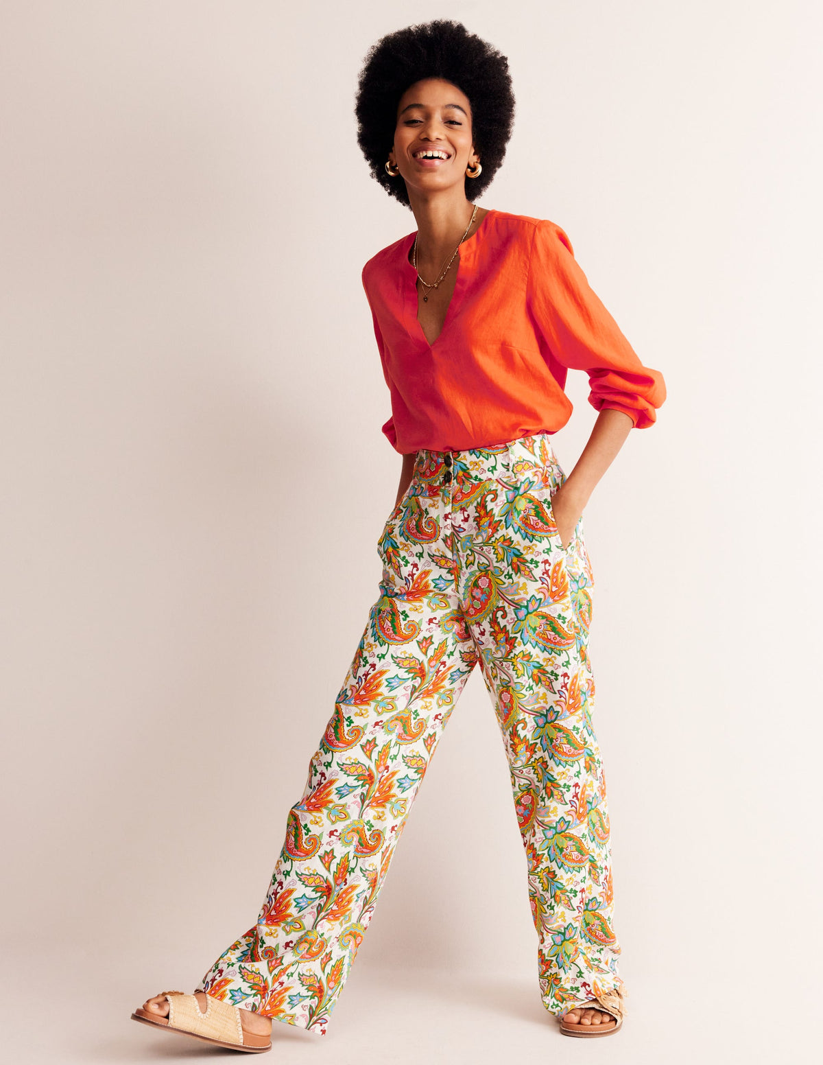 Alice Linen Top-Mandarin Orange - Image 4