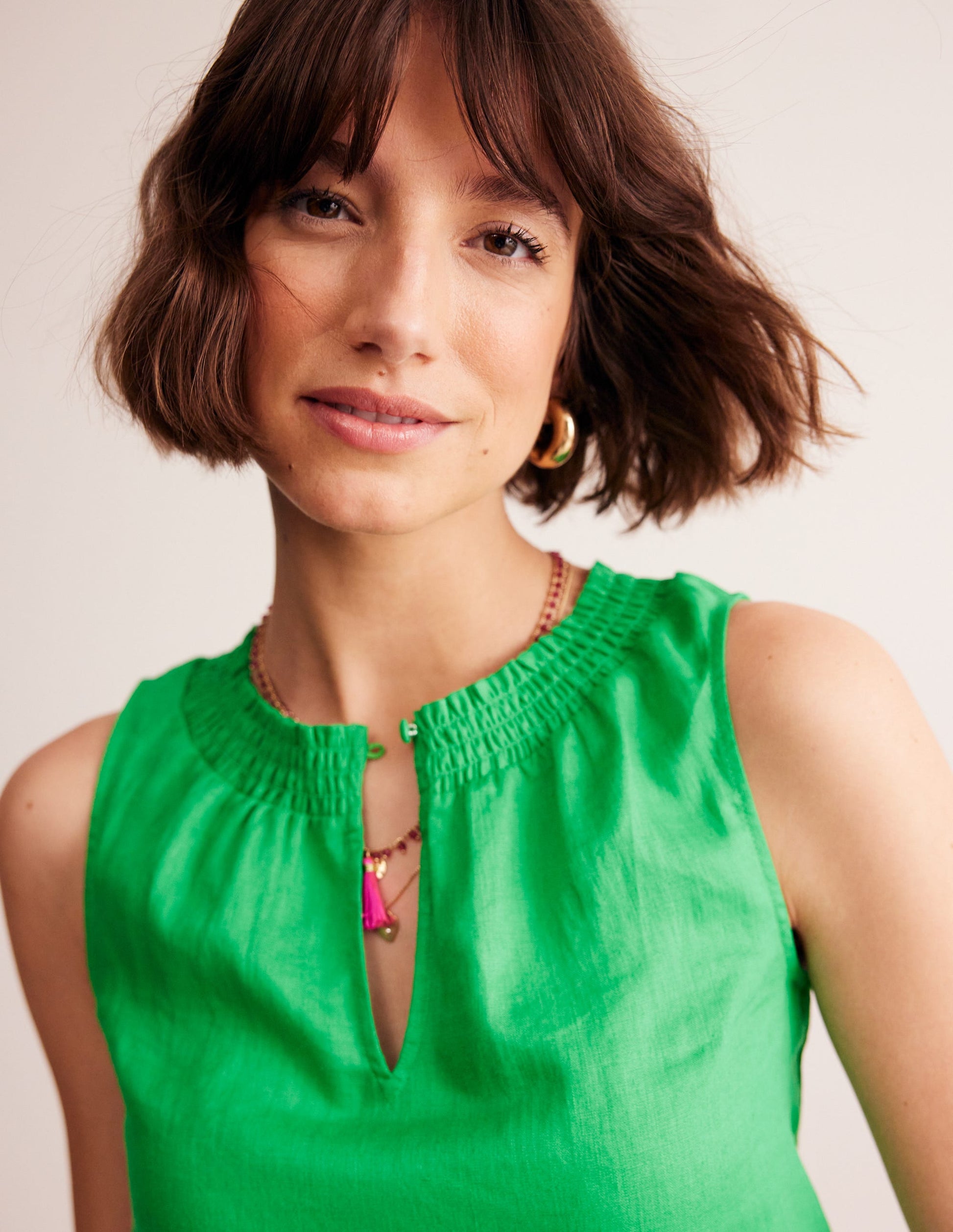 Georgia Linen Sleeveless Top-Bright Green-2