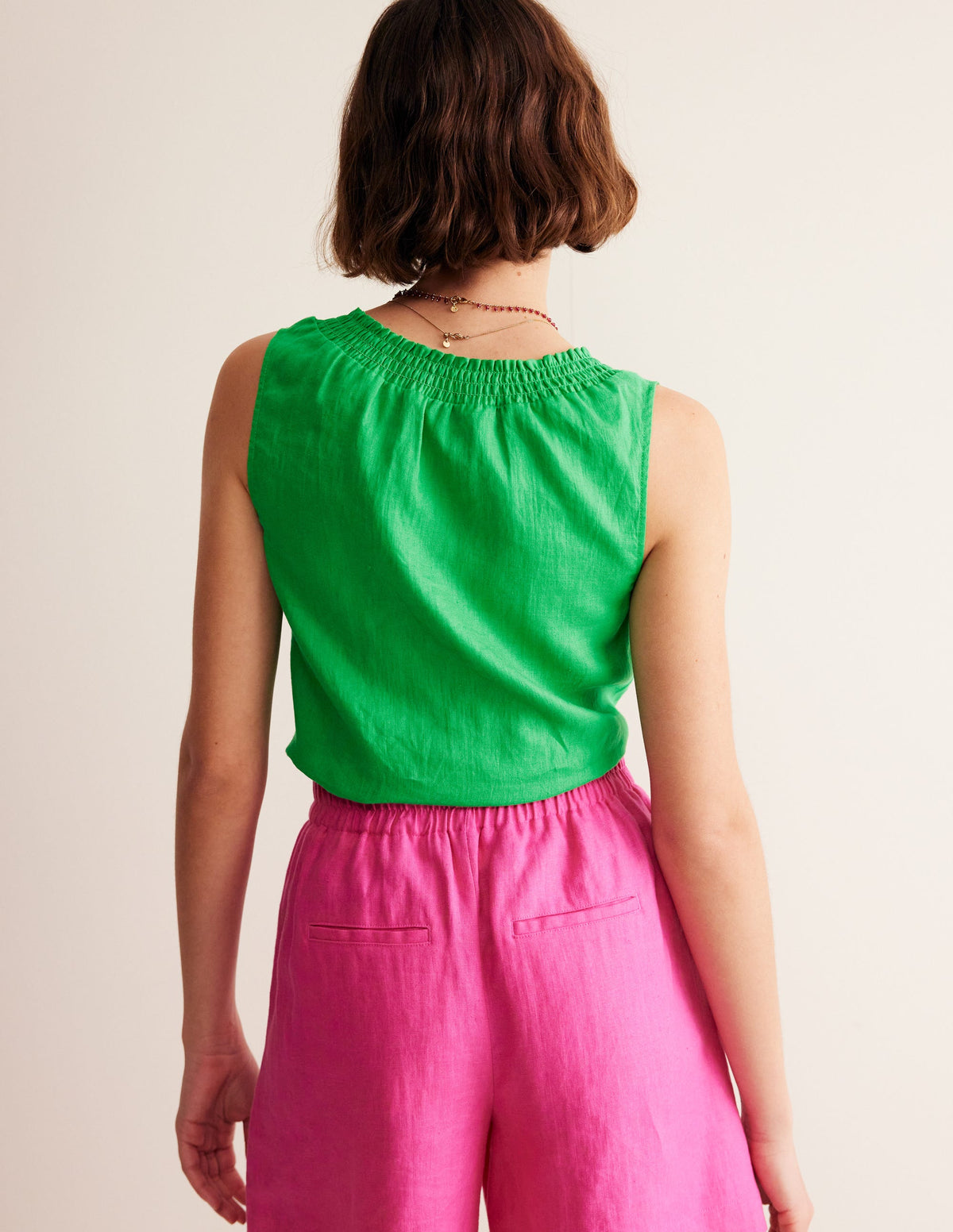 Georgia Linen Sleeveless Top-Bright Green - Image 3