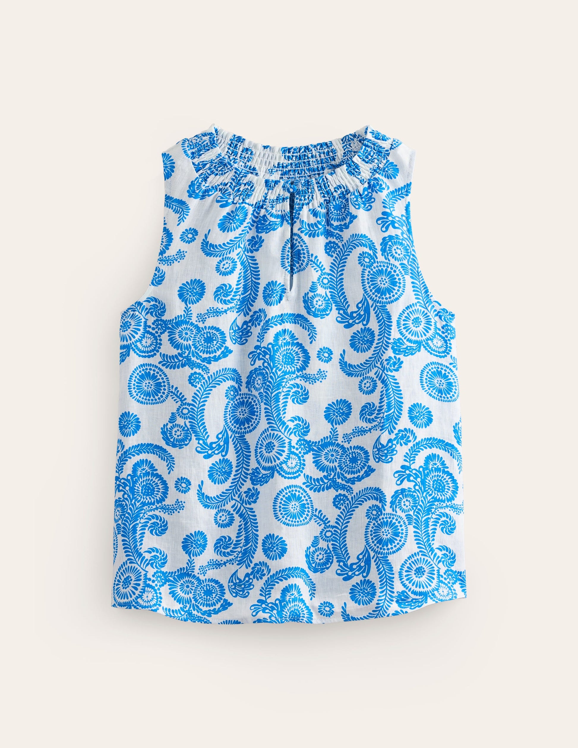 Georgia Linen Sleeveless Top-Ivory, Abstract Charm-5