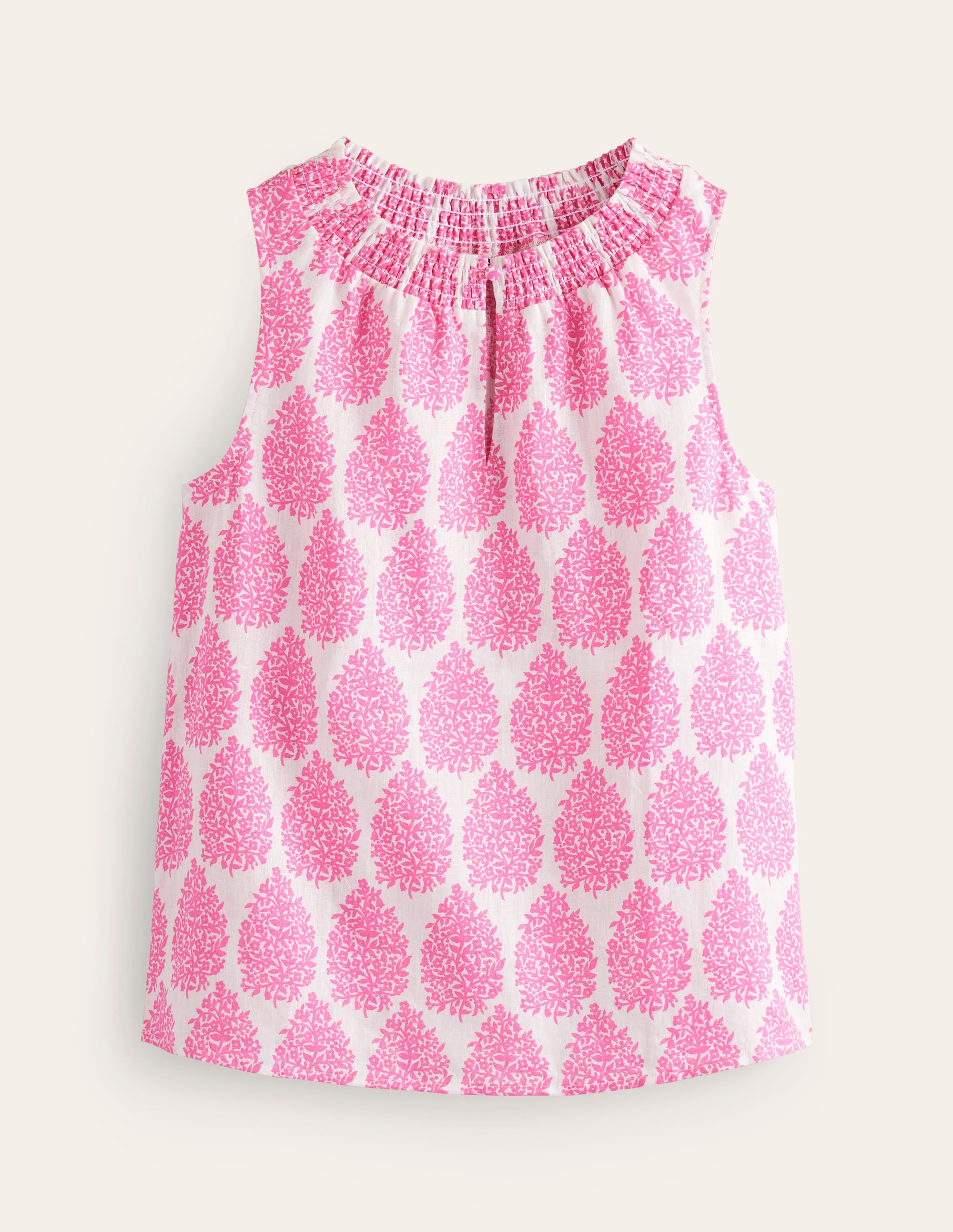 Georgia Linen Sleeveless Top-Sangria Sunset, Floret Paisley - Image 5