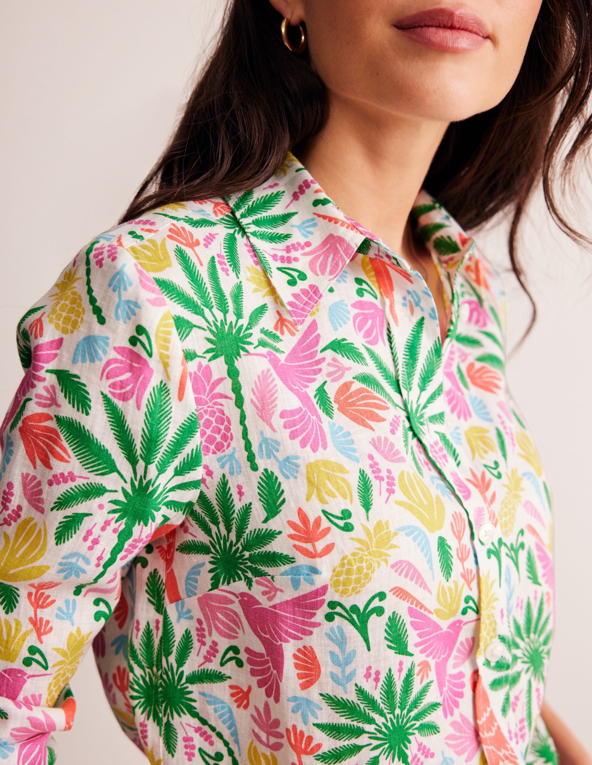 Sienna Linen Shirt-Multi, Tropical Paradise - Image 2