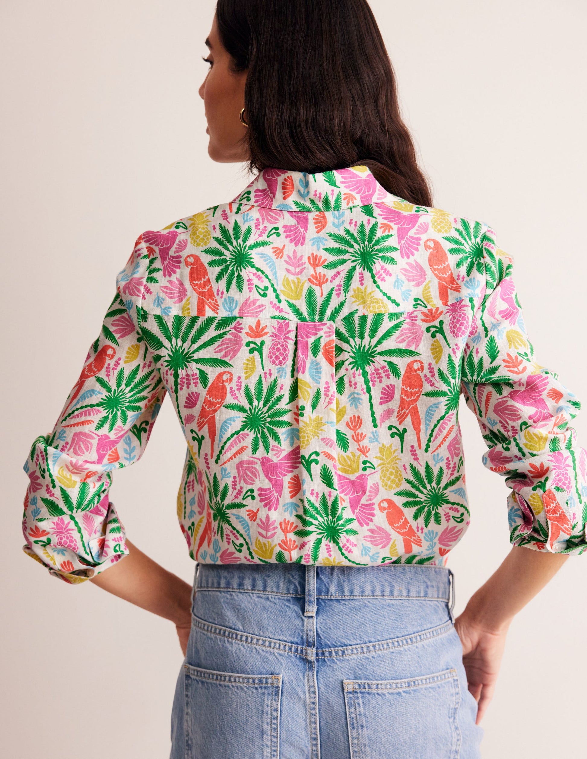 Sienna Linen Shirt-Multi, Tropical Paradise-3