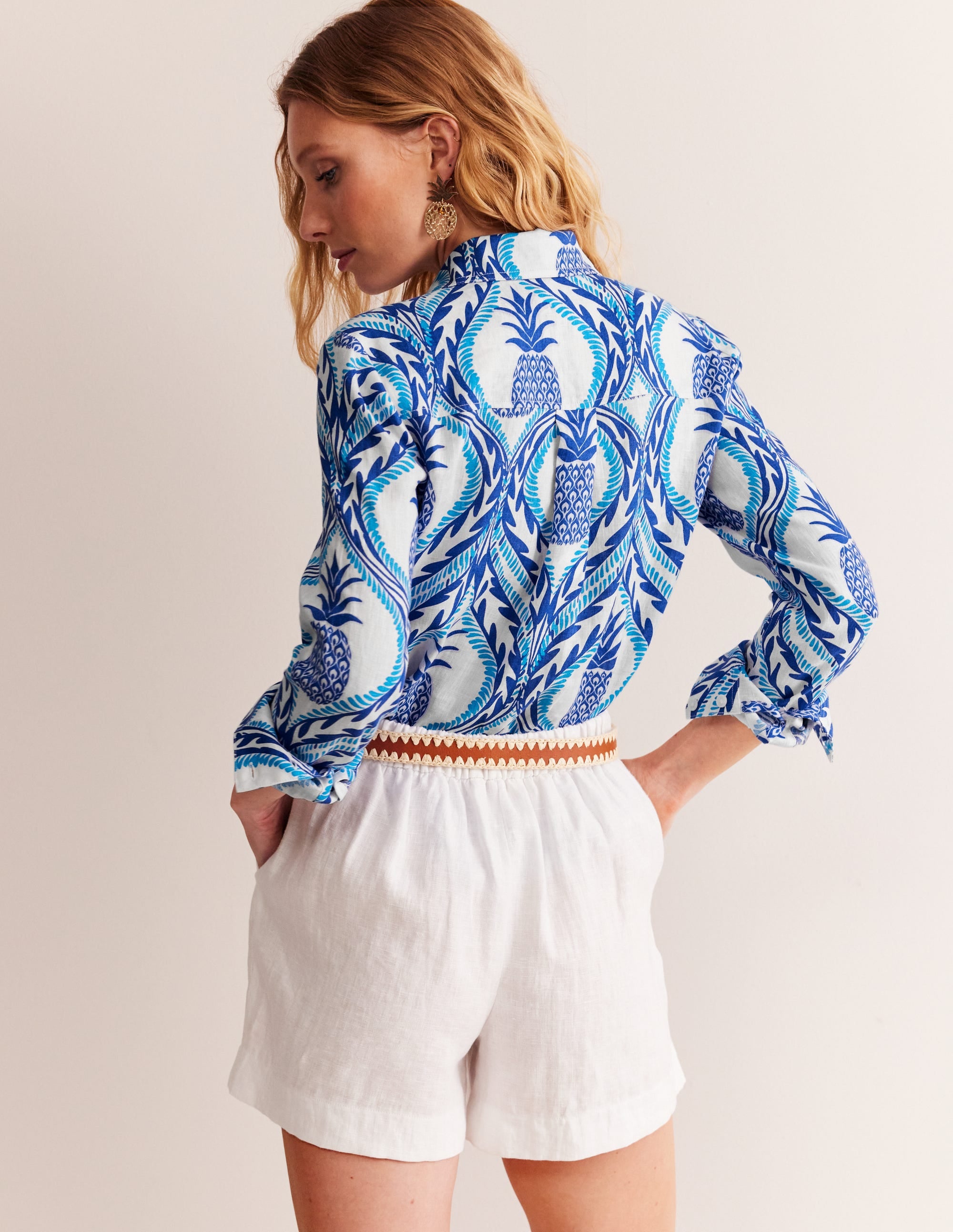Sienna Linen Shirt-Surf The Web, Pineapple Wave - Image 3