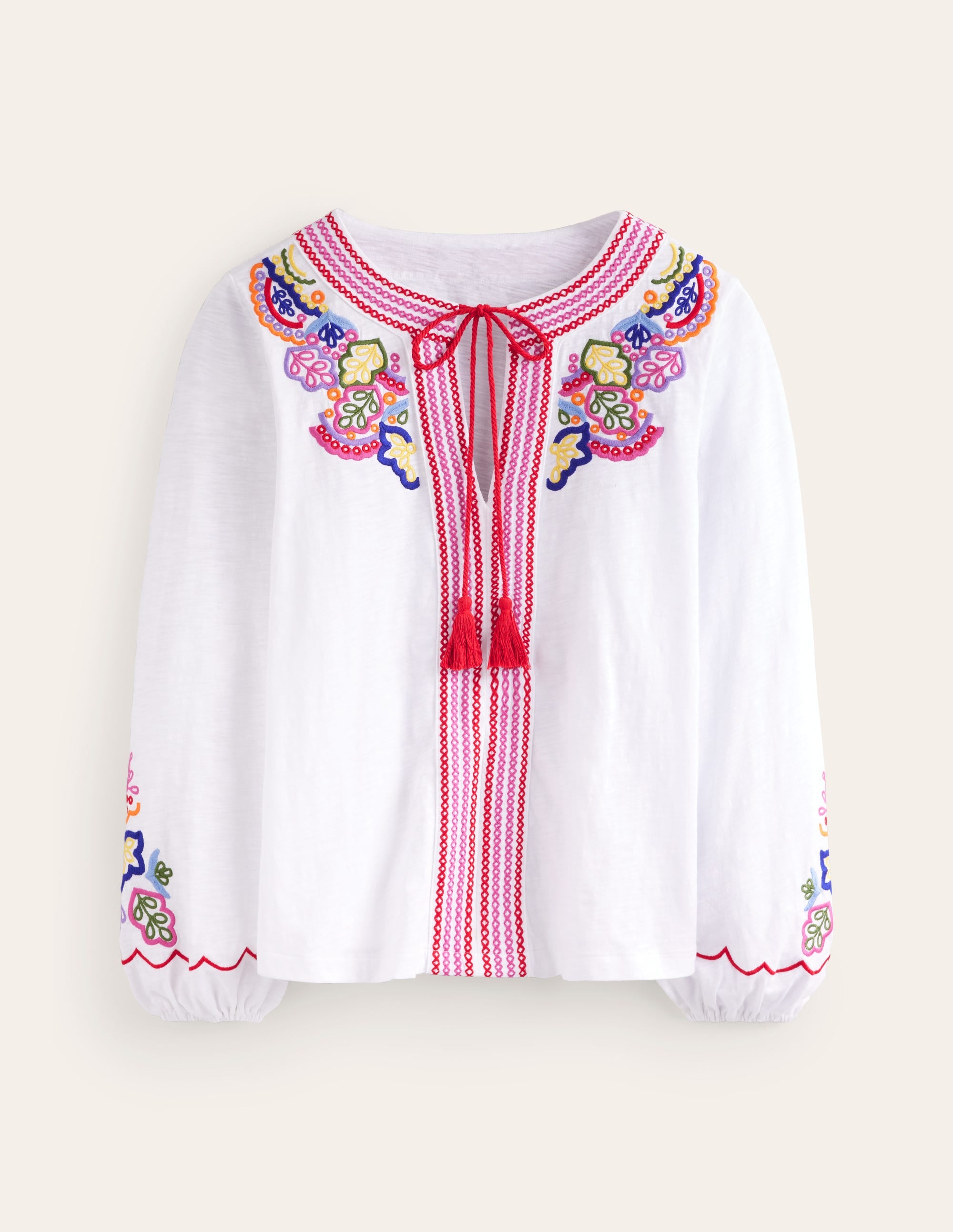 Diana Embroidered Tie Neck Top-White Embroidery - Image 6