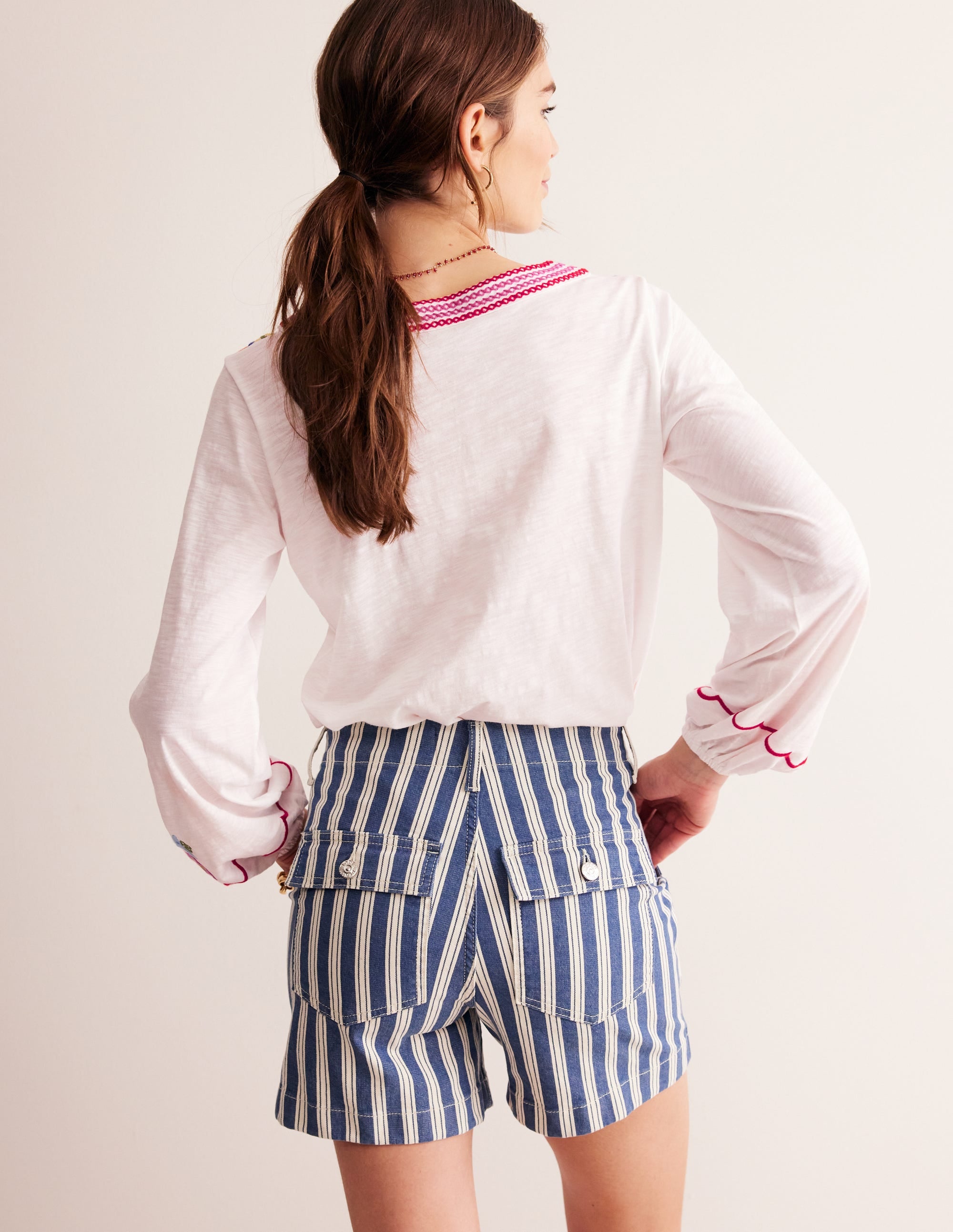 Diana Embroidered Tie Neck Top-White Embroidery - Image 3