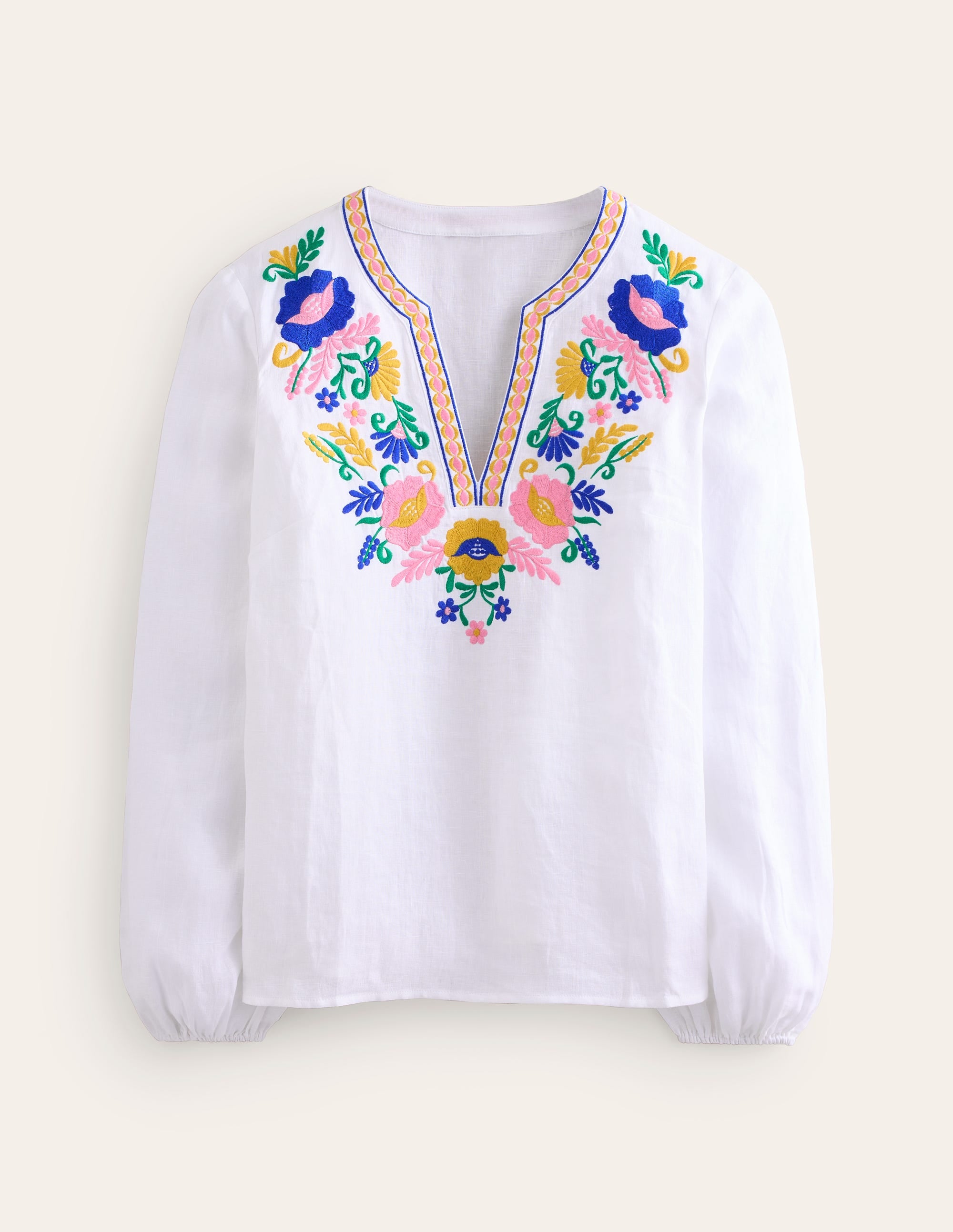 Bonnie Linen Top-White, Floral - Image 8