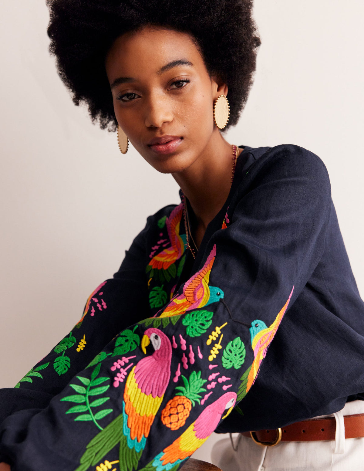 Bonnie Linen Top-Multi, Tropical Paradise - Image 1
