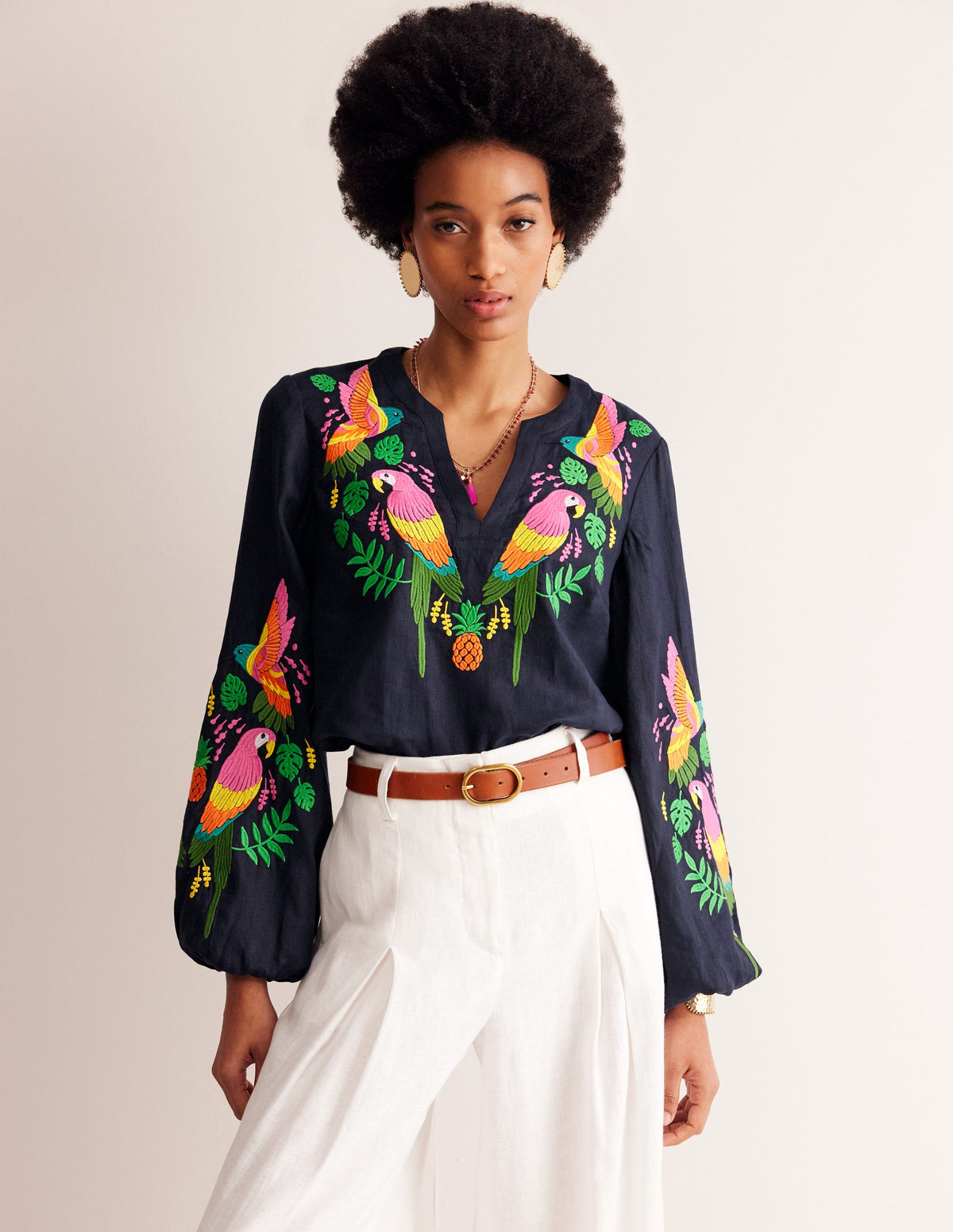 Bonnie Linen Top-Multi, Tropical Paradise - Image 2