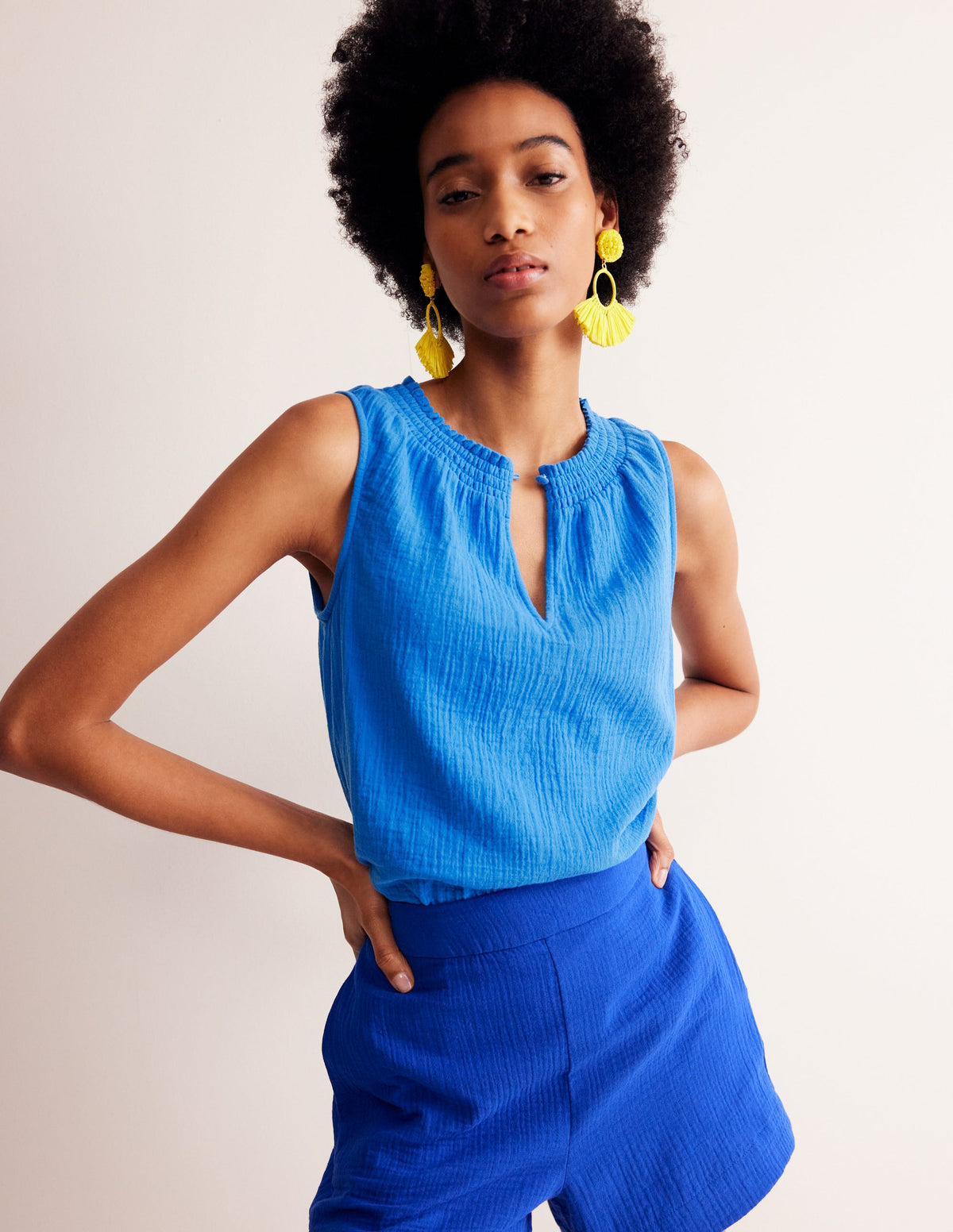 Georgia Double Cloth Top-Indigo Bunting-2