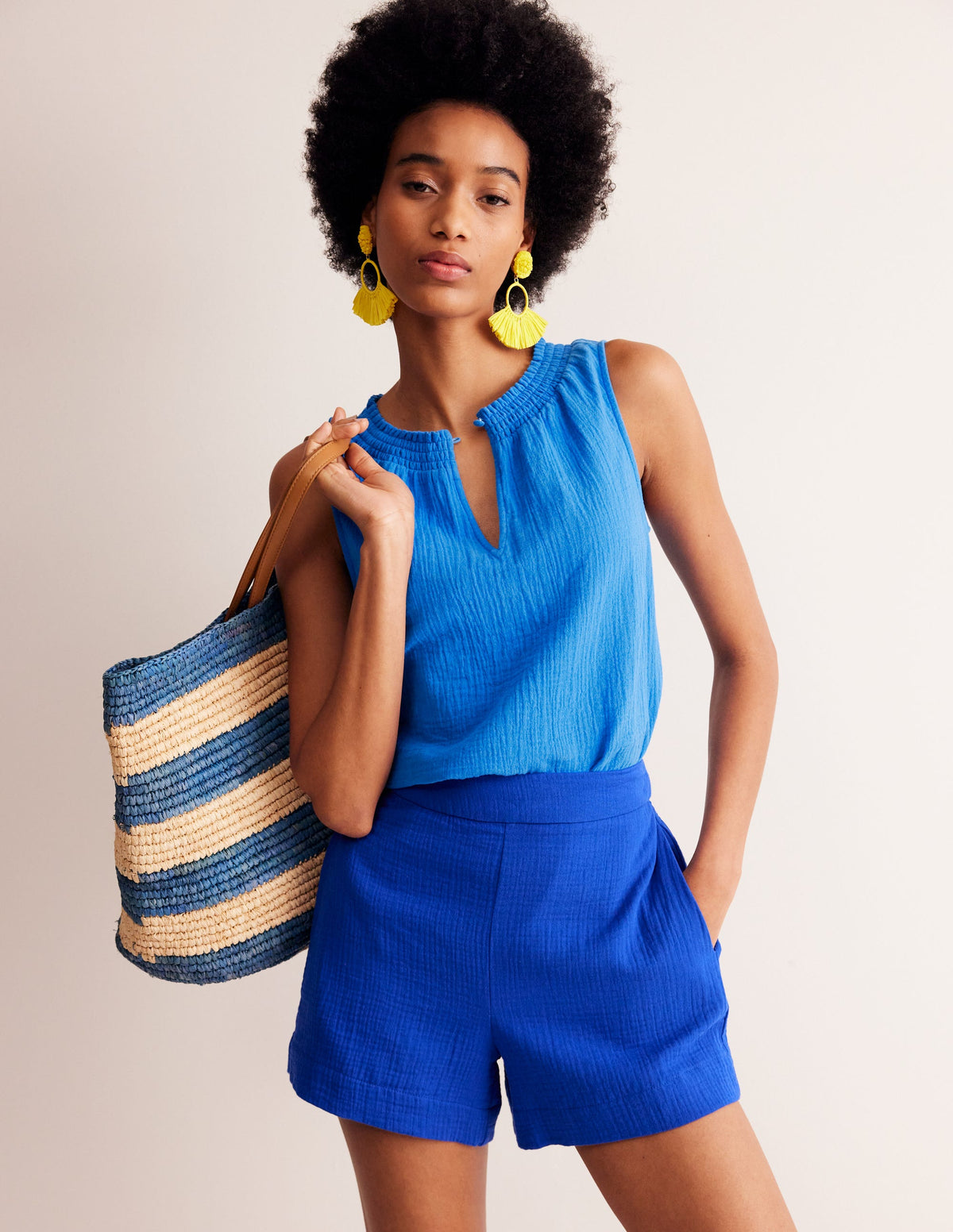 Georgia Double Cloth Top-Indigo Bunting-4