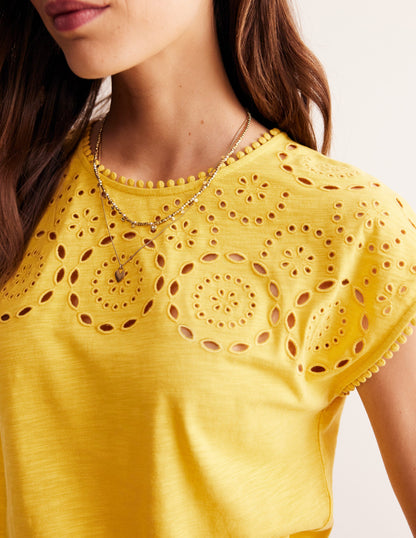 Sasha Broderie T-Shirt-Ceylon Yellow-2