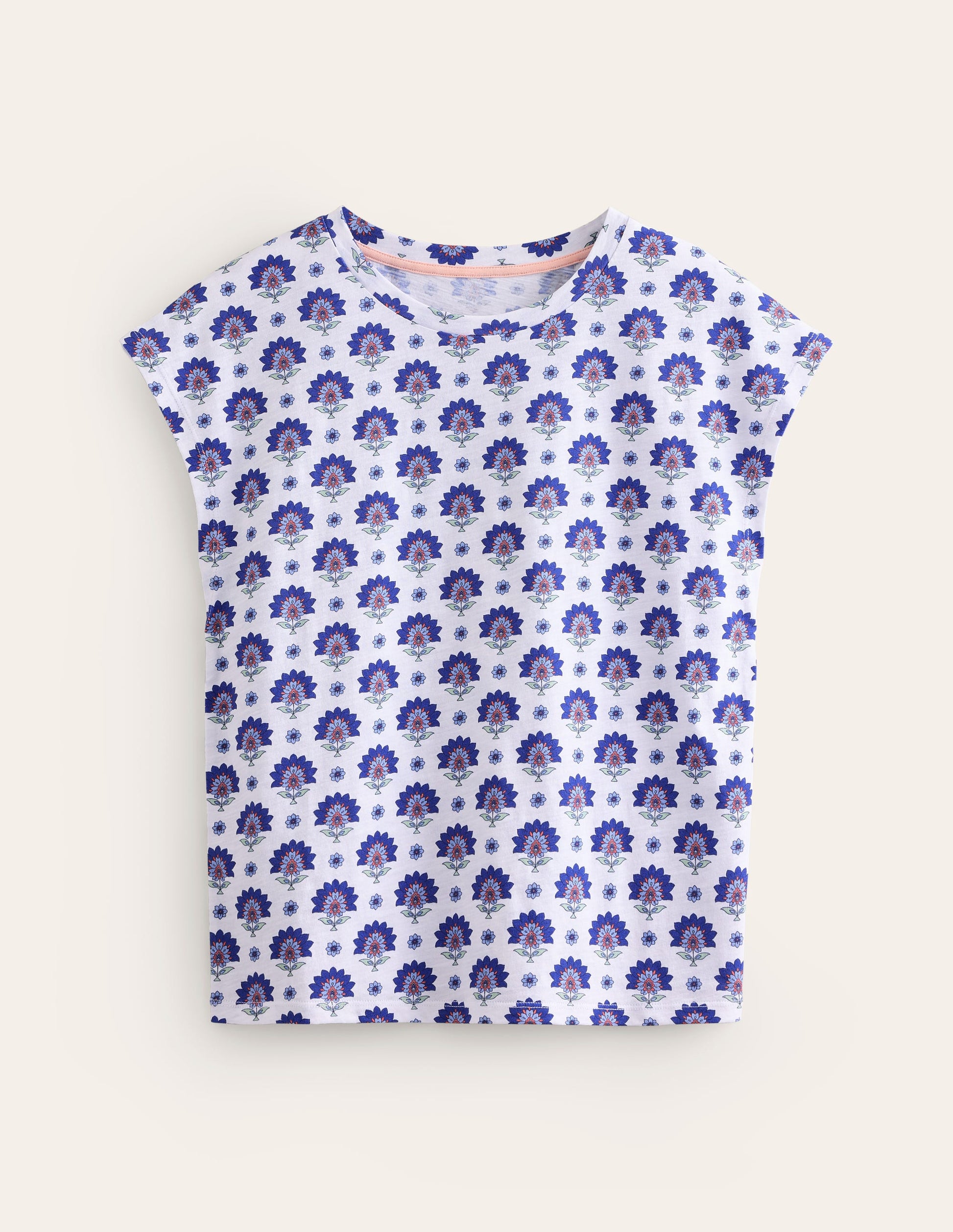 Louisa Printed Slub T-Shirt-Bright Blue, Passion Geo-5