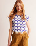 Louisa Printed Slub T-Shirt-Bright Blue, Passion Geo