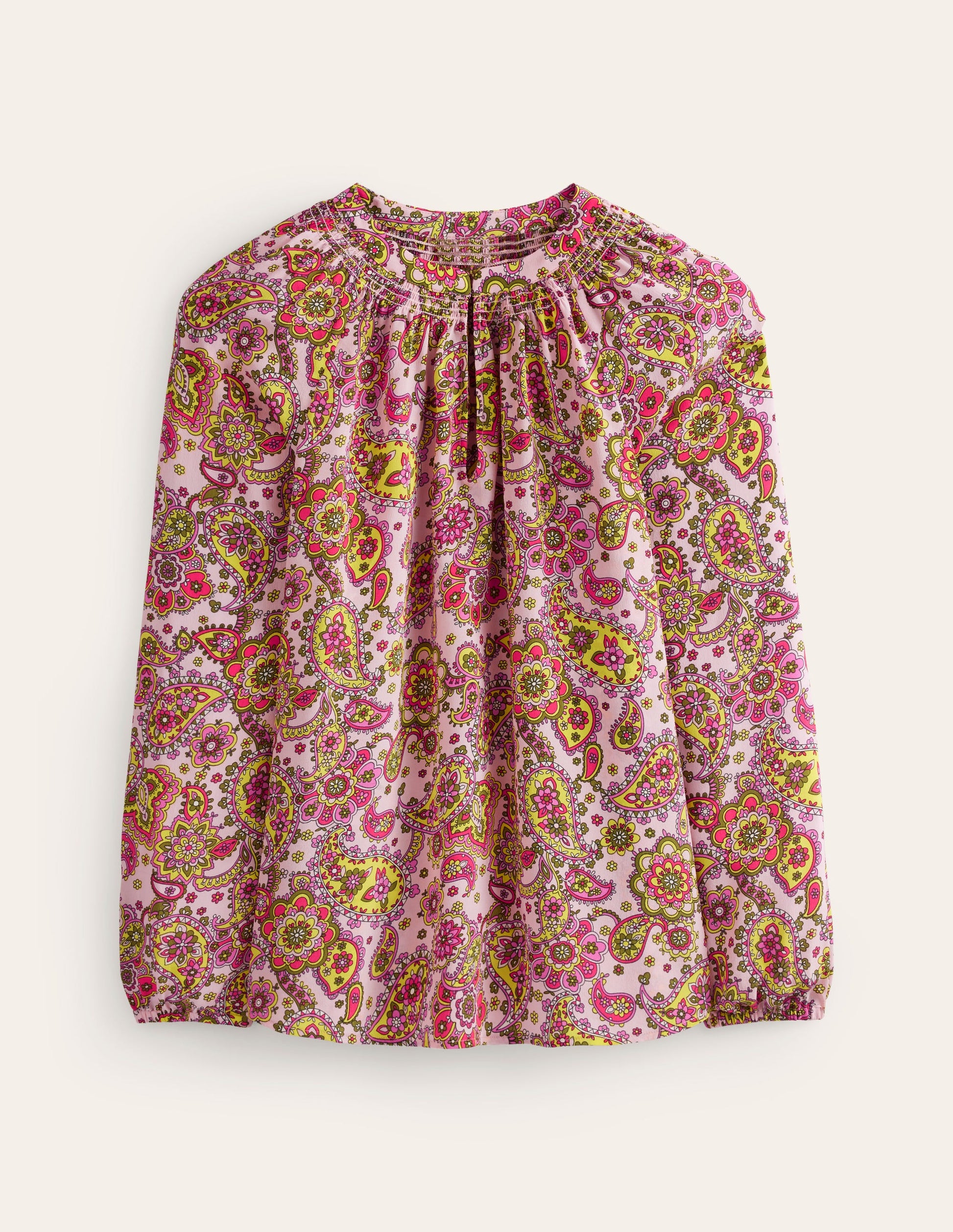 Grace Silk Top-Milkshake, Paisley Field-7