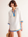 Neck Detail Tunic Top-White, Surf the Web