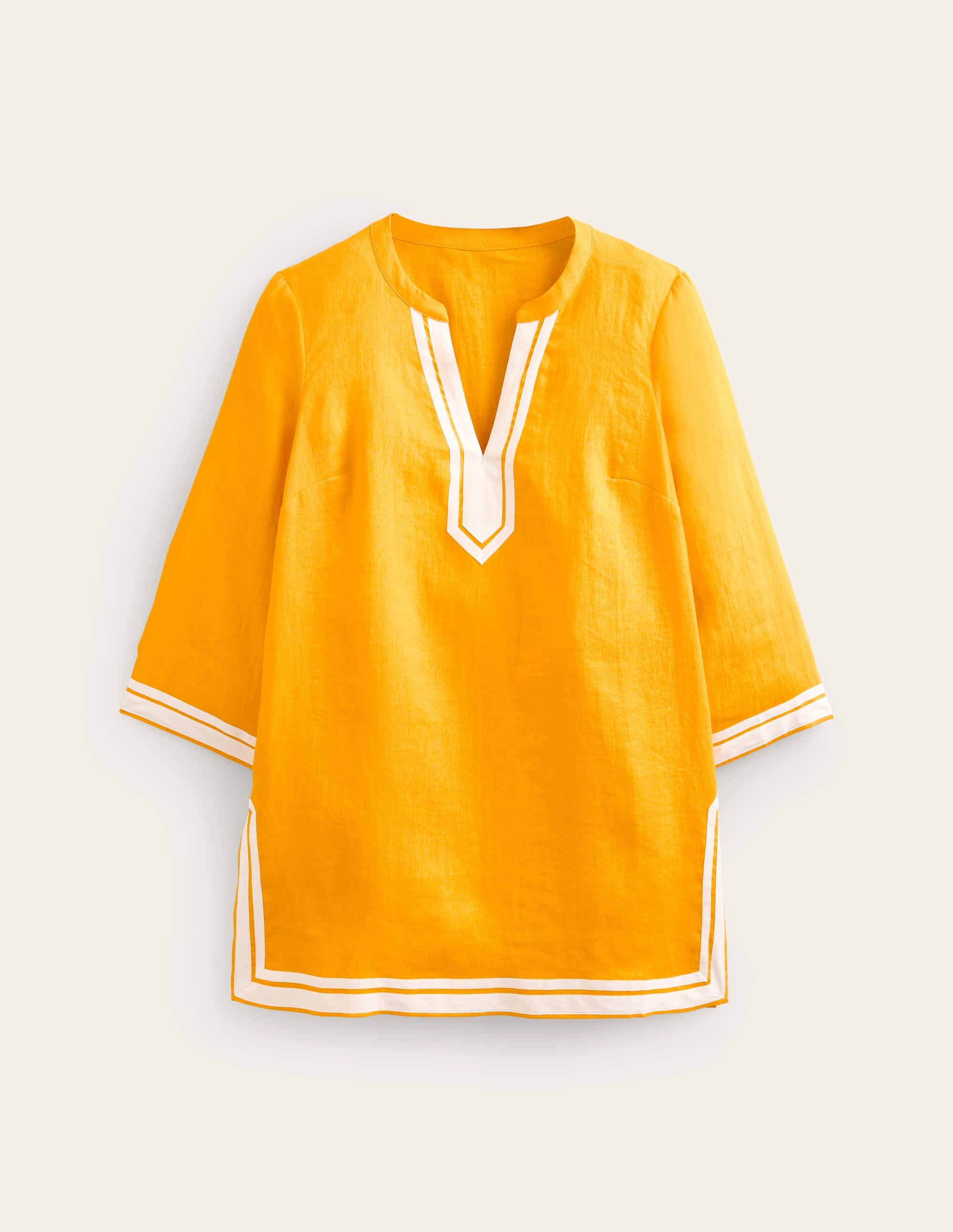 Neck Detail Tunic Top-Artisan's Gold, Ivory - Image 5