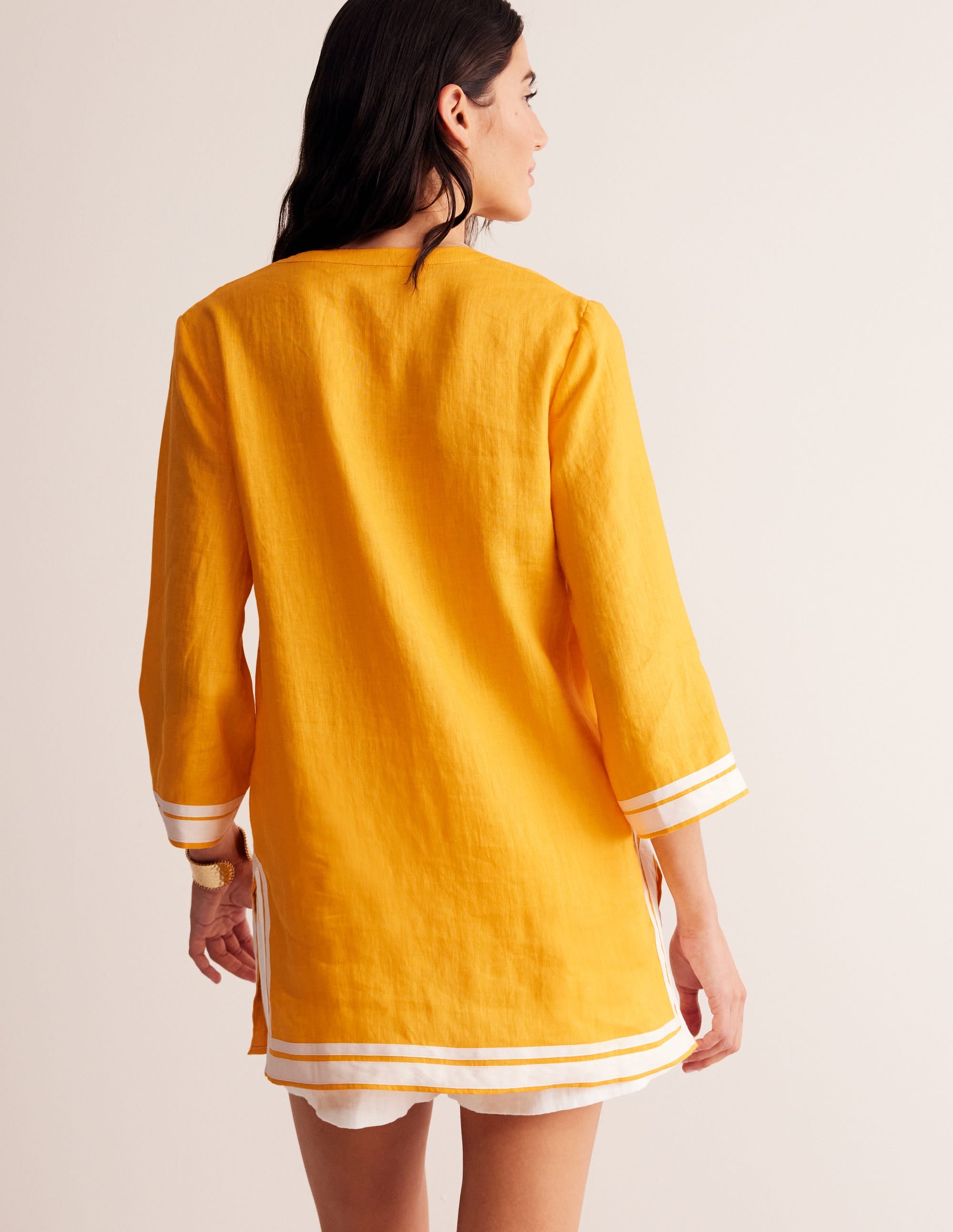 Neck Detail Tunic Top-Artisan's Gold, Ivory - Image 3