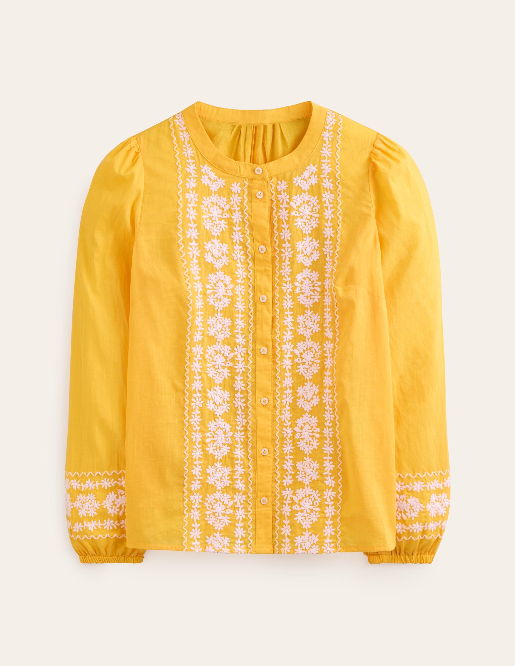 Embroidered Cotton Top-Artisan's Gold - Image 6