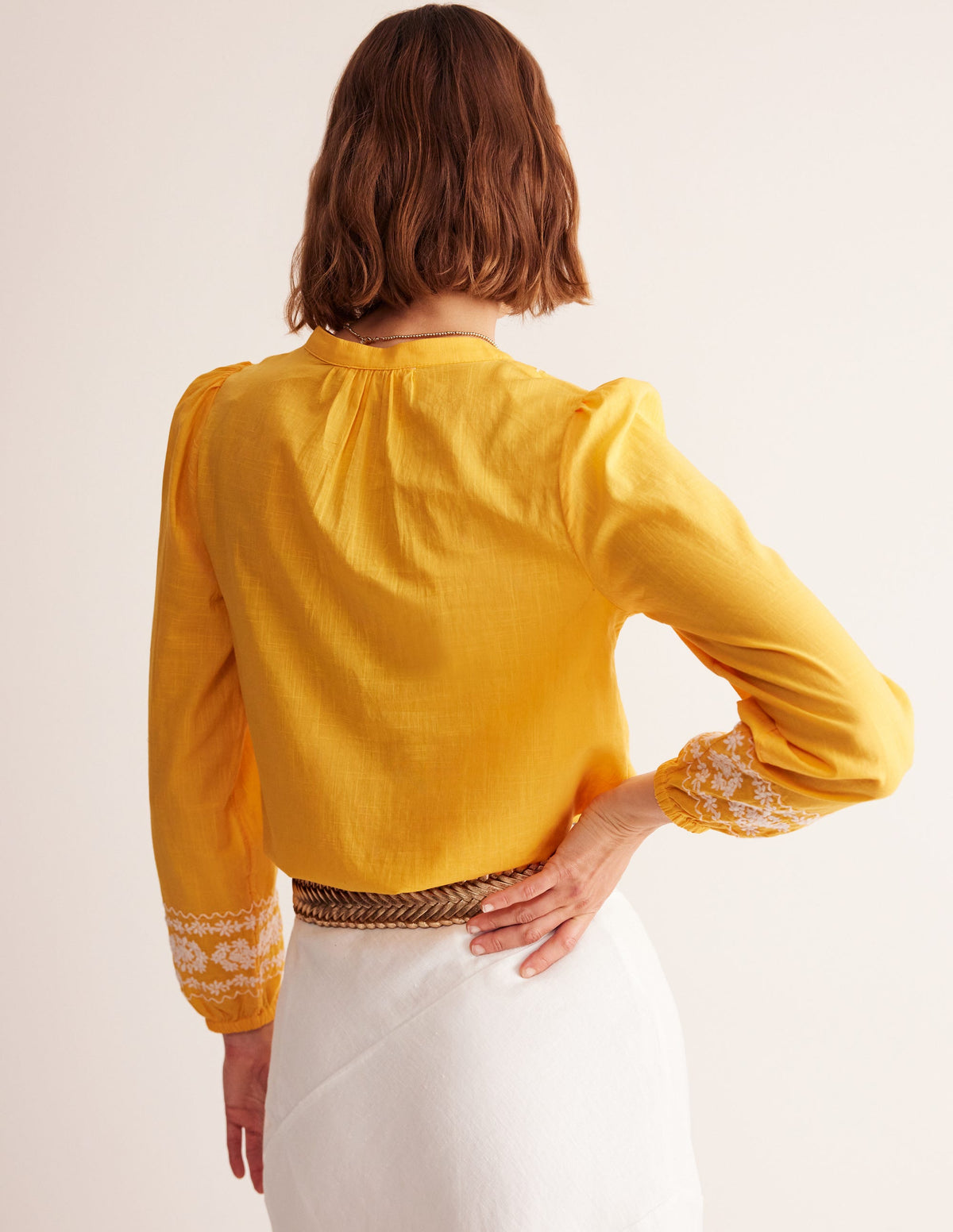Embroidered Cotton Top-Artisan's Gold-3