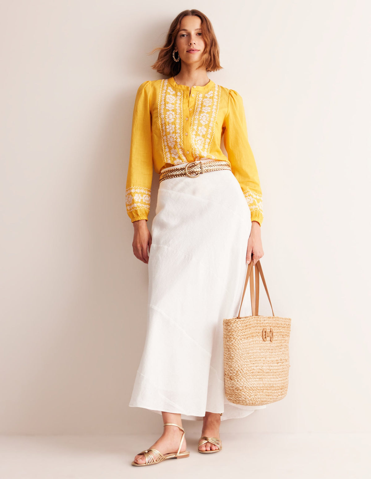 Embroidered Cotton Top-Artisan's Gold-4