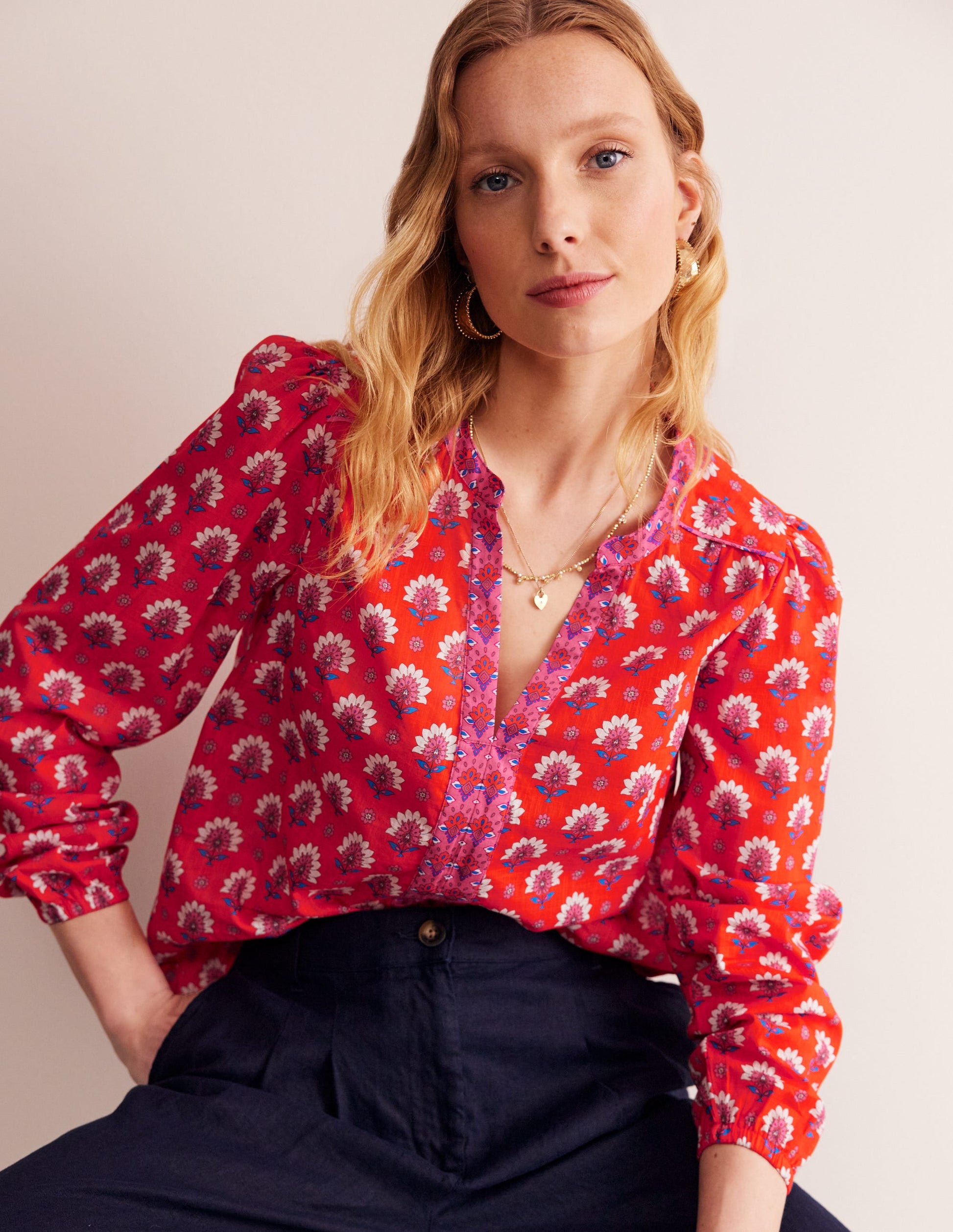 Cotton Printed Top-Gladioli, Passion Geo-4