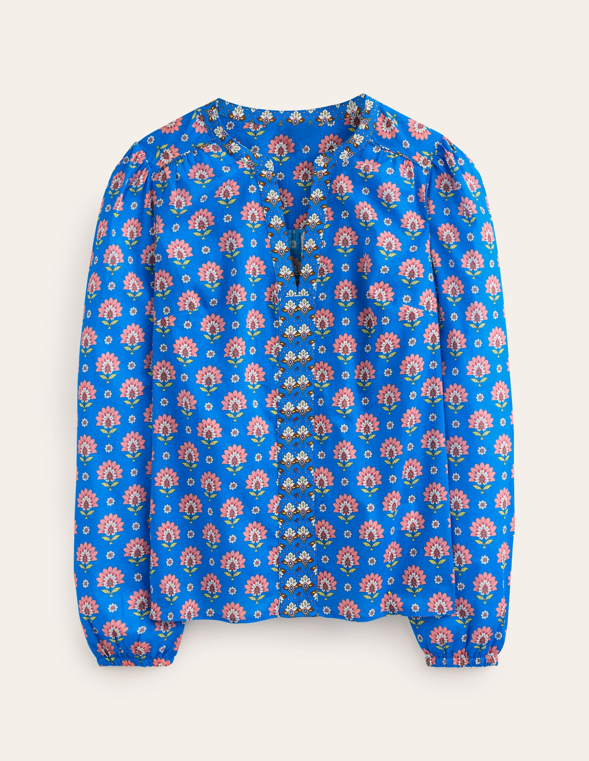 Cotton Printed Top-Cerulean Blue, Passion Geo - Image 5