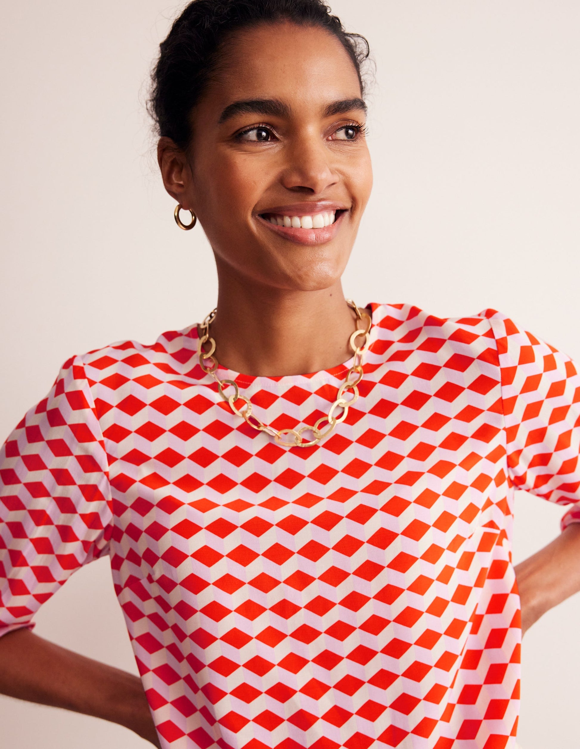 Easy Printed Top-Mandarin Red, Diamond Cube-1