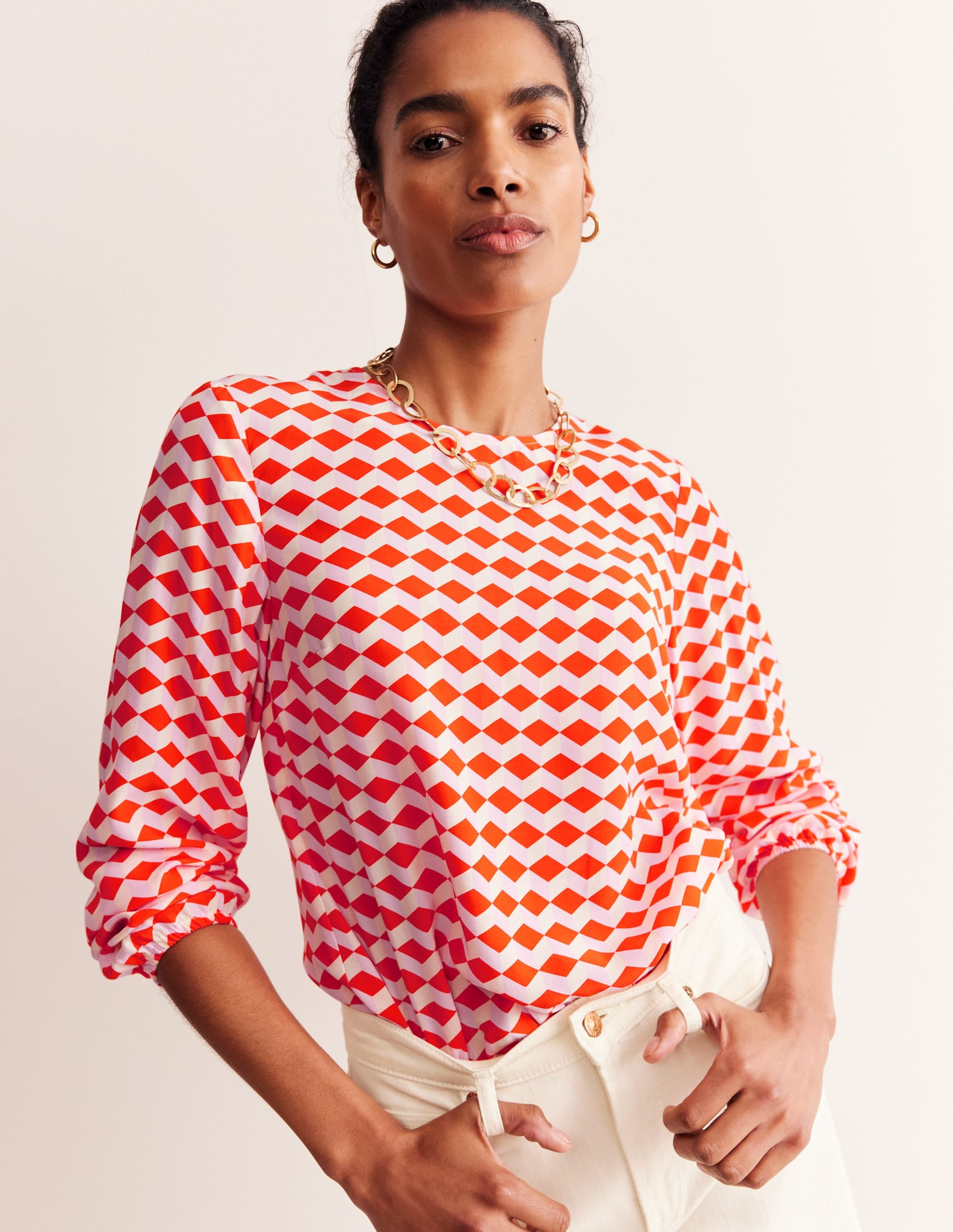 Easy Printed Top-Mandarin Red, Diamond Cube - Image 2