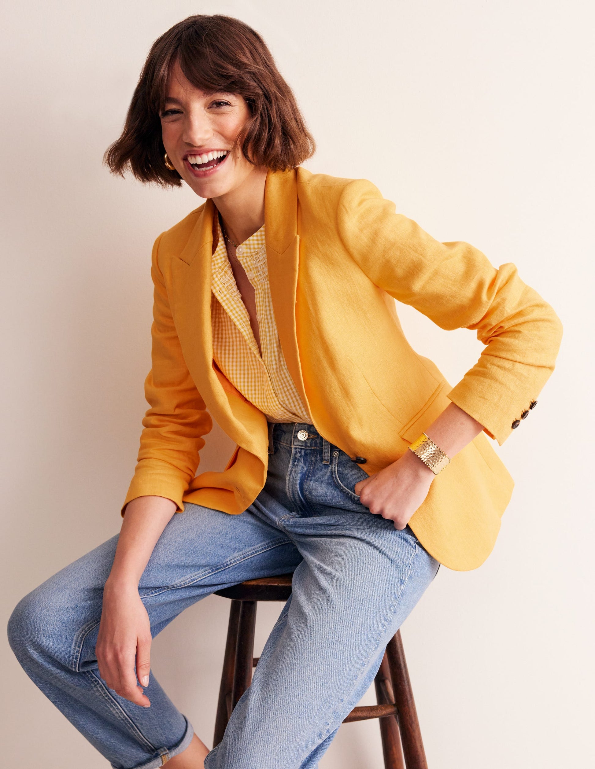 Marylebone Linen Blazer-Artisan Gold-1