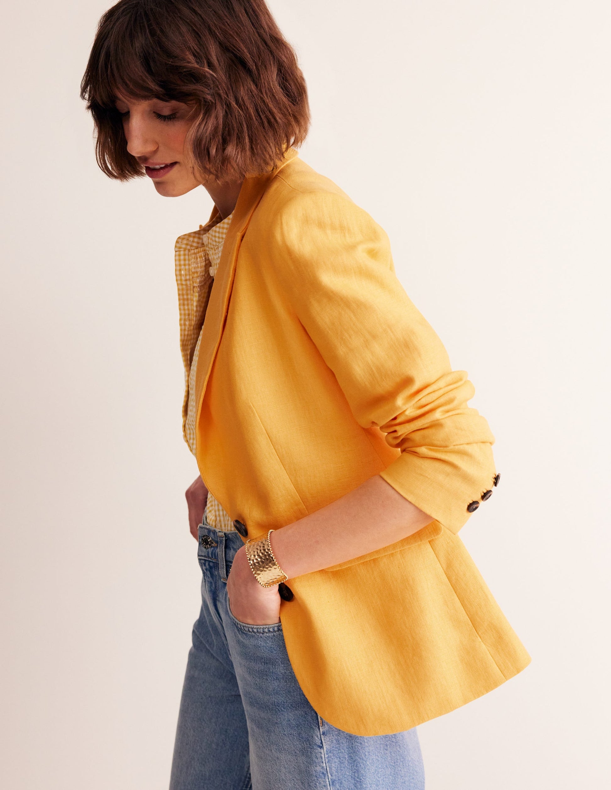 Marylebone Linen Blazer-Artisan Gold-4