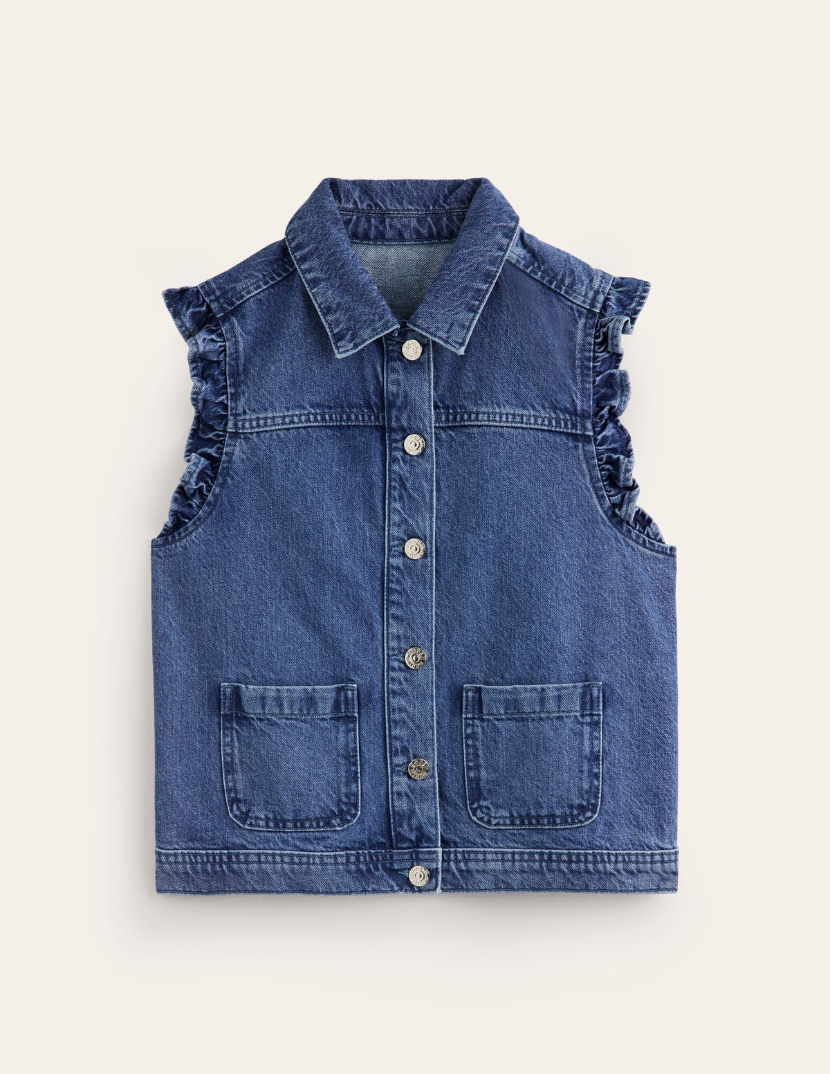 Denim Waistcoat-Mid Vintage Denim - Image 6