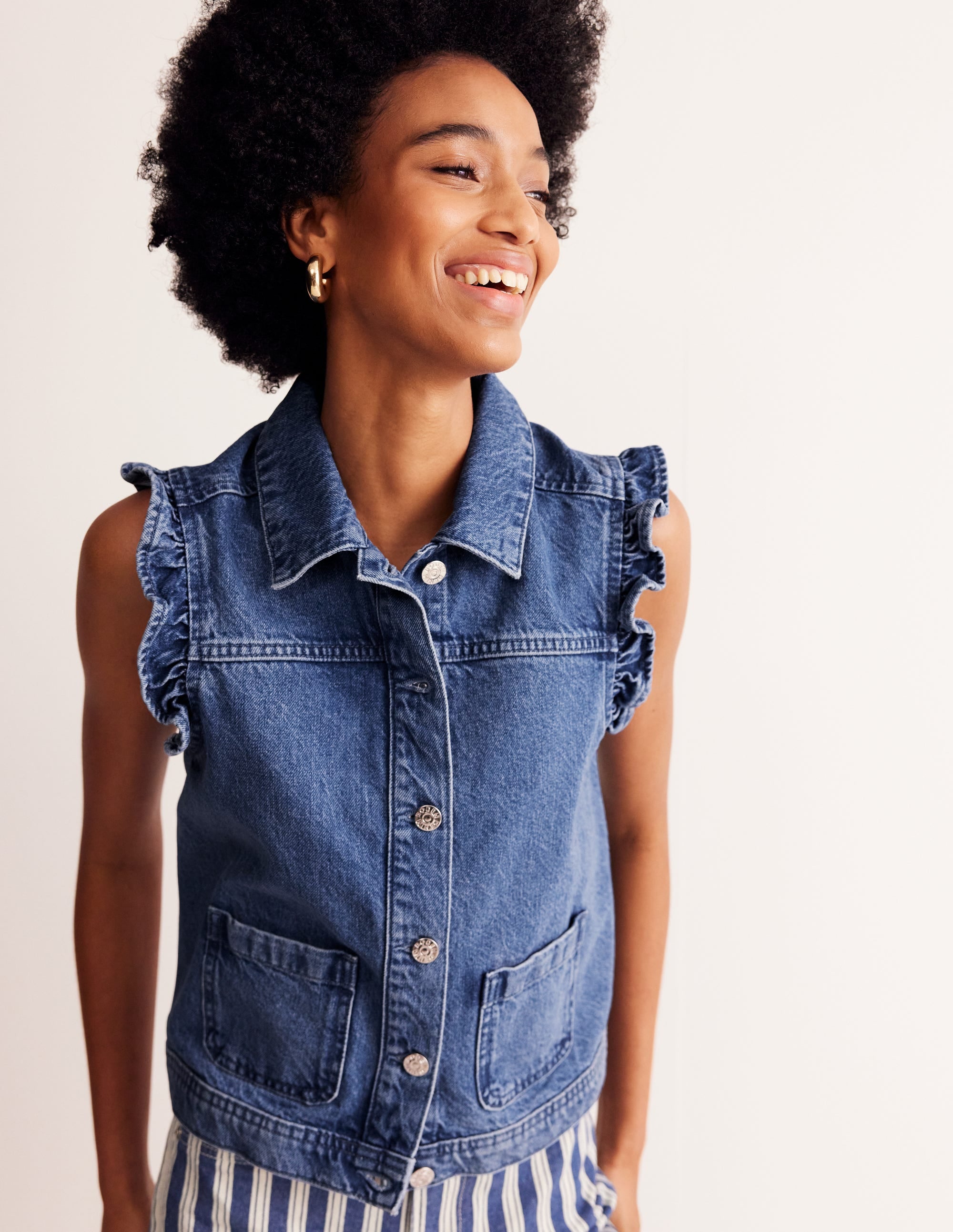 Denim Waistcoat-Mid Vintage Denim - Image 1