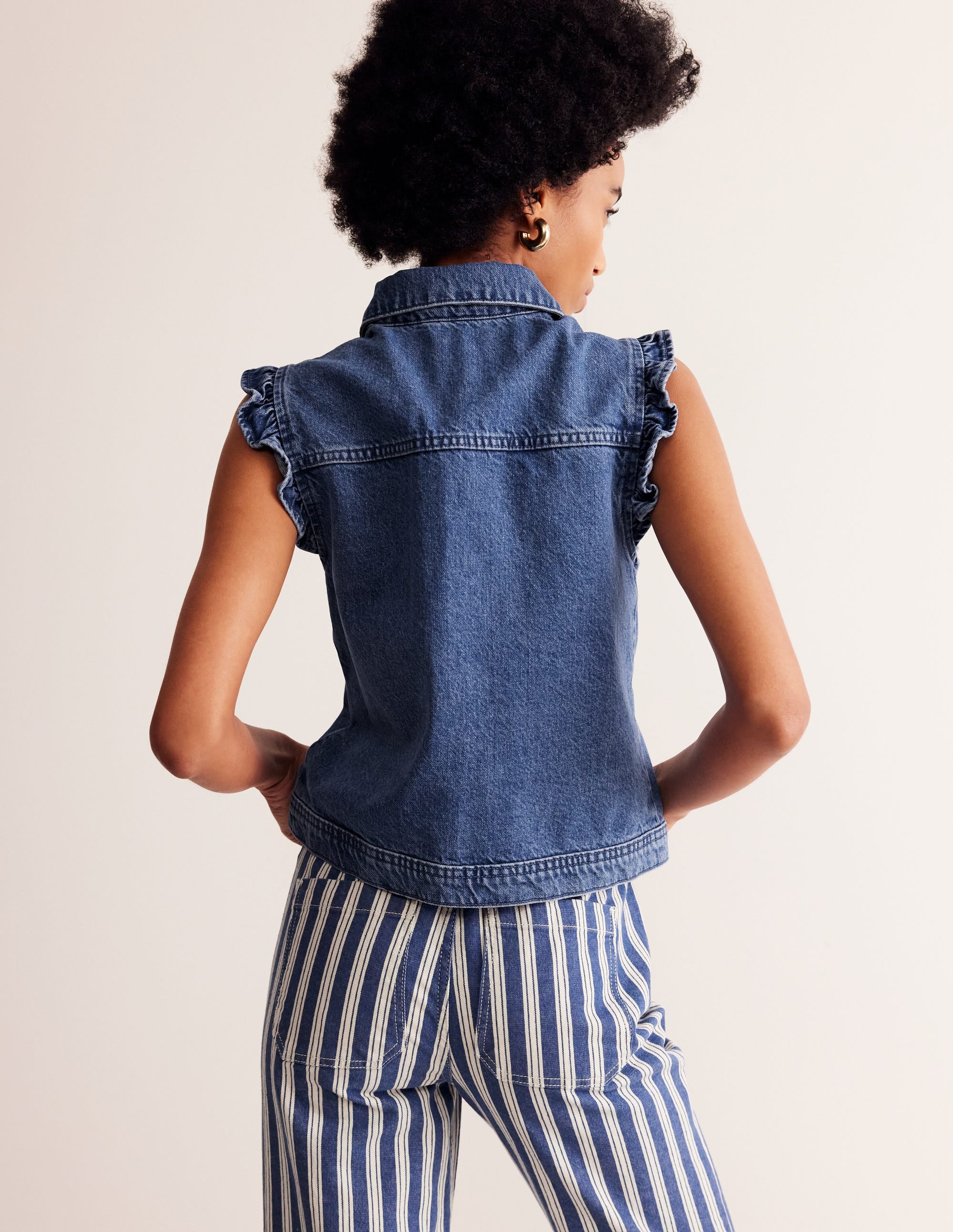 Denim Waistcoat-Mid Vintage Denim - Image 4